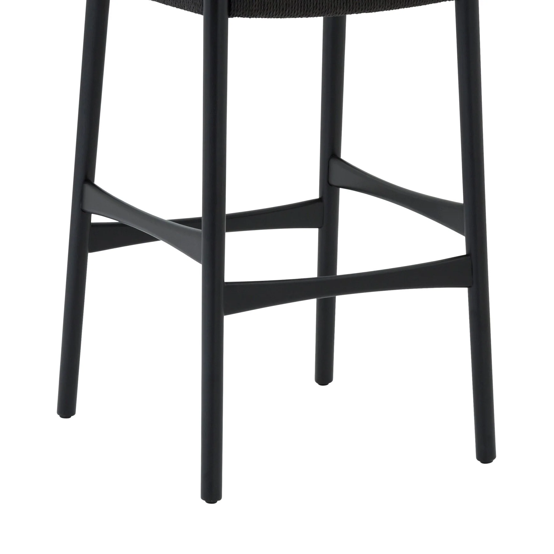Erie Black Woven Paper Cord and Wood Counter Stool - Image 7