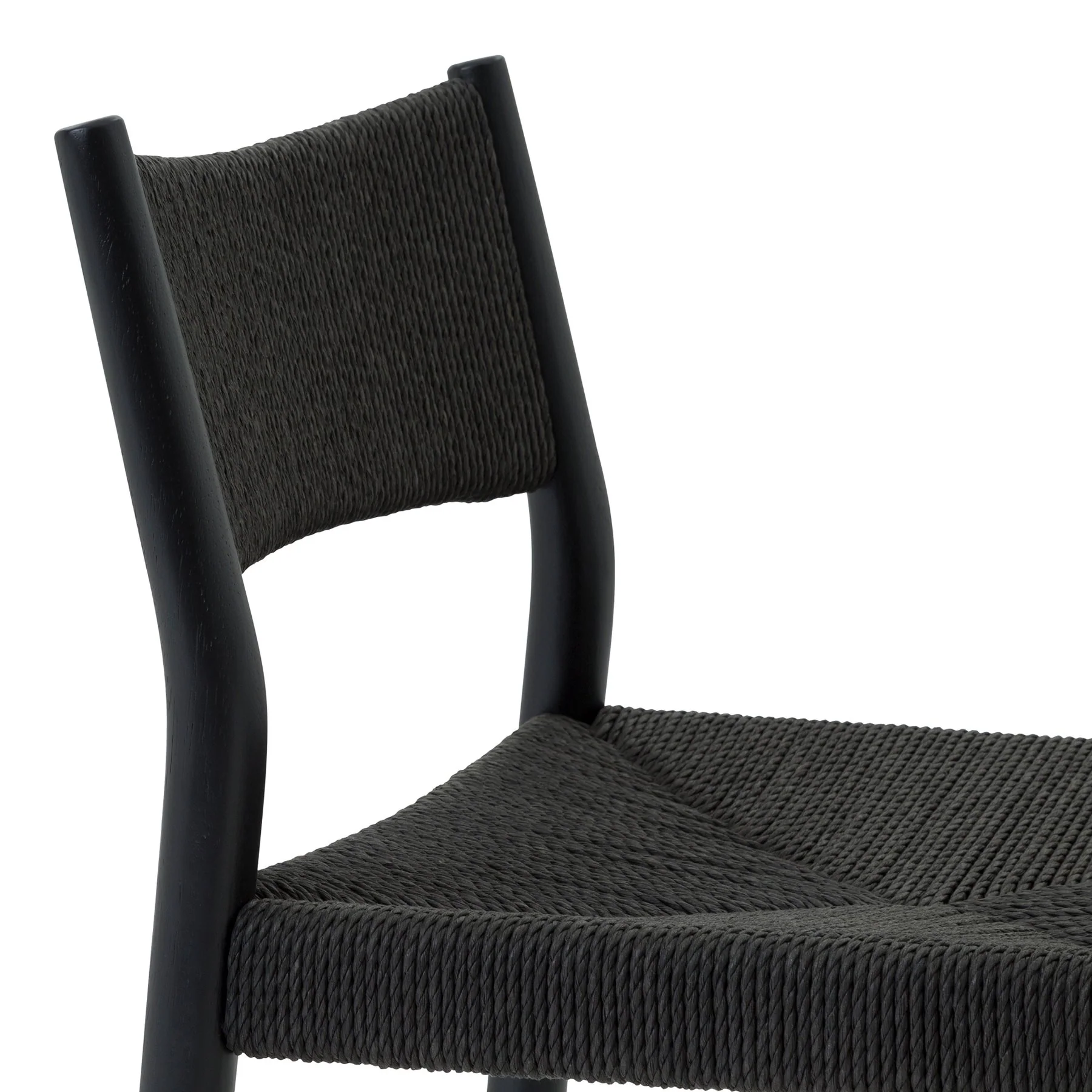 Erie Black Woven Paper Cord and Wood Counter Stool - Image 8