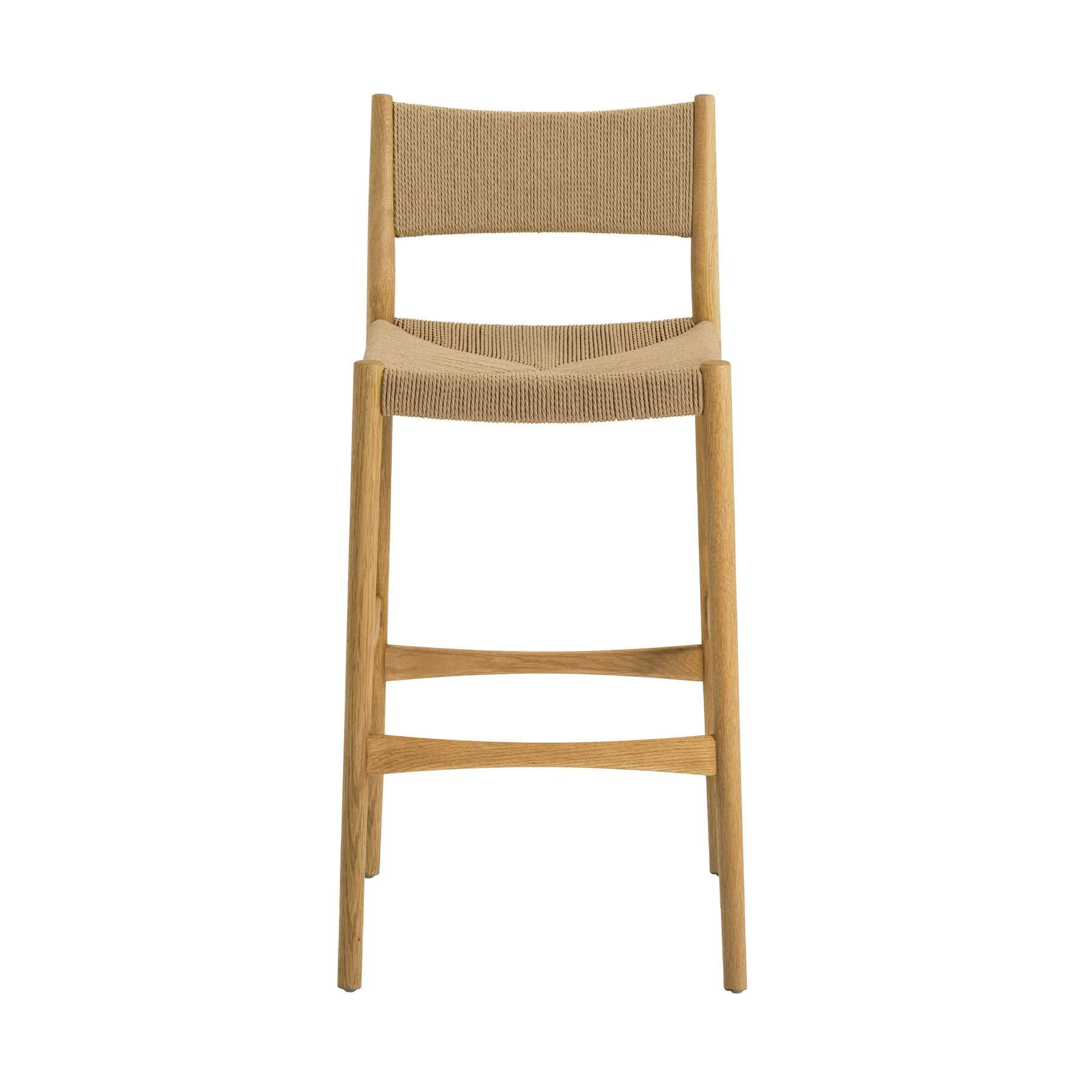 Erie Woven Paper Cord and Oak Wood Bar Stool - Image 2