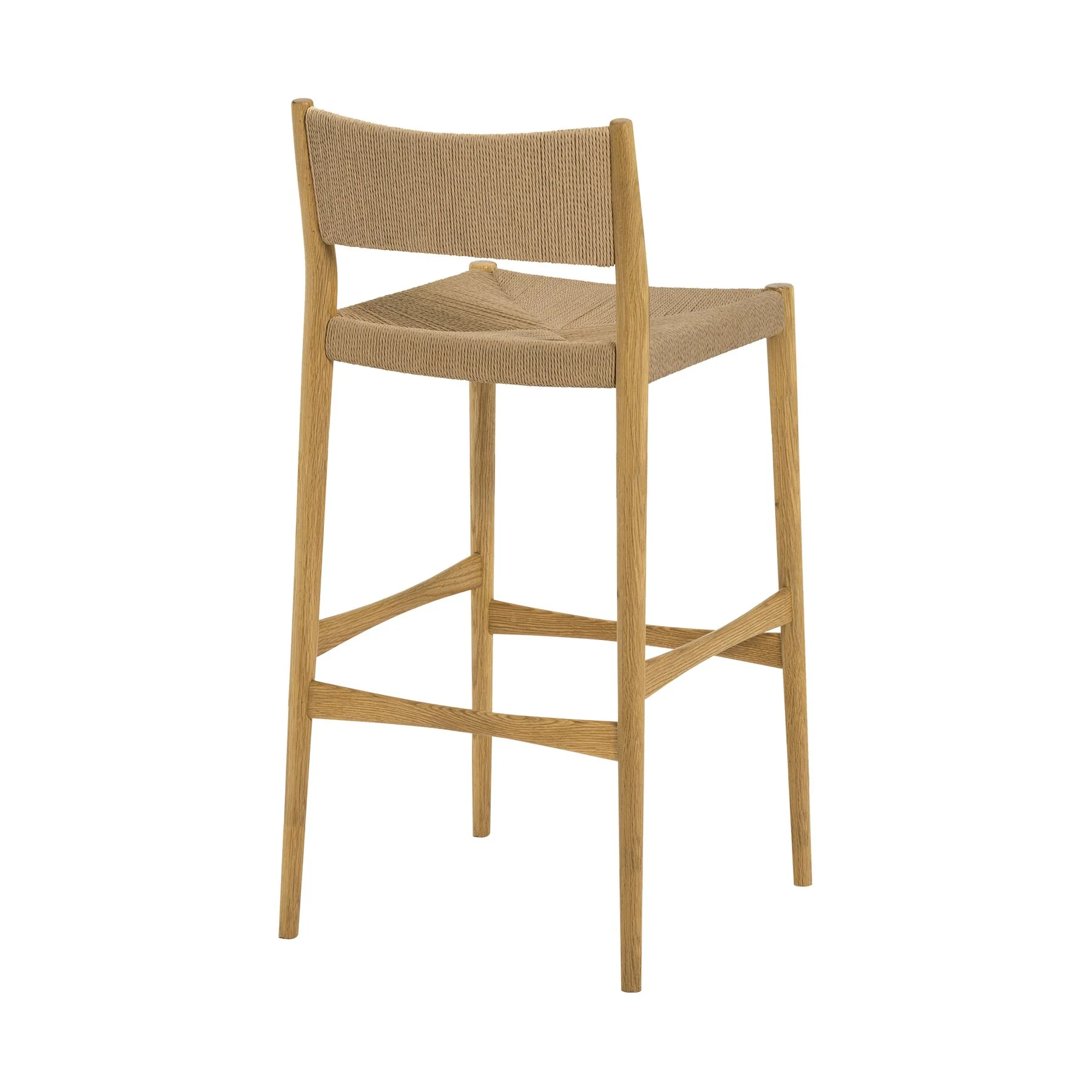 Erie Woven Paper Cord and Oak Wood Bar Stool - Image 4
