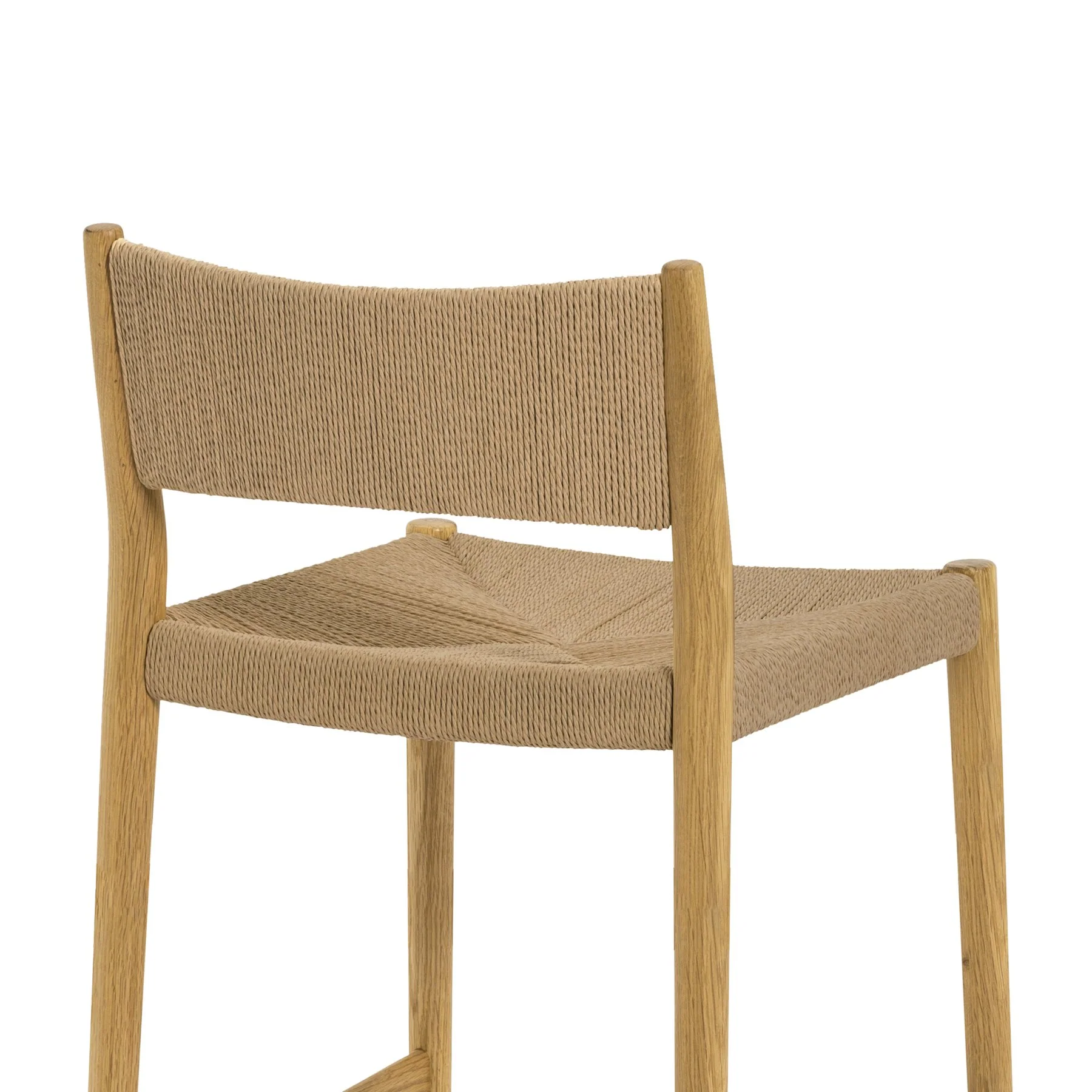 Erie Woven Paper Cord and Oak Wood Bar Stool - Image 6