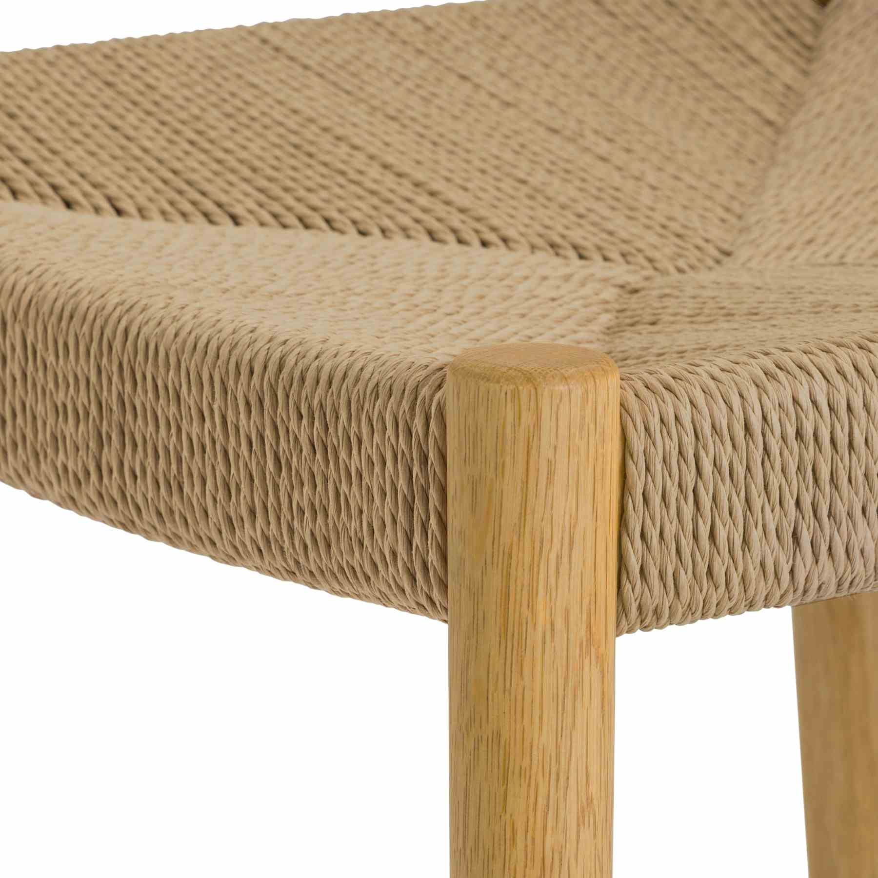 Erie Woven Paper Cord and Oak Wood Counter Stool - Image 10