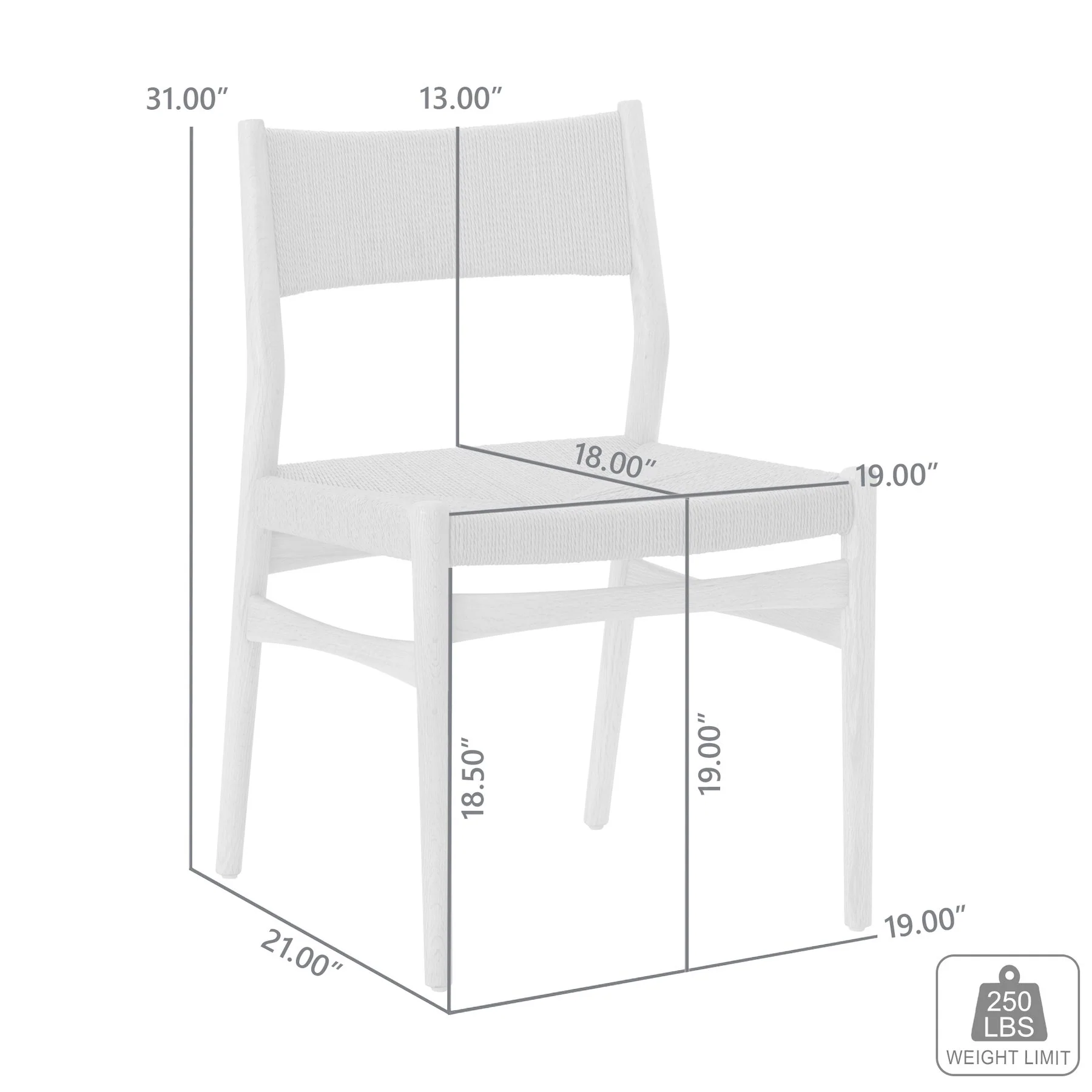 Erie Woven Paper Cord and Oak Wood Dining Chairs - Set of 2 - Image 10