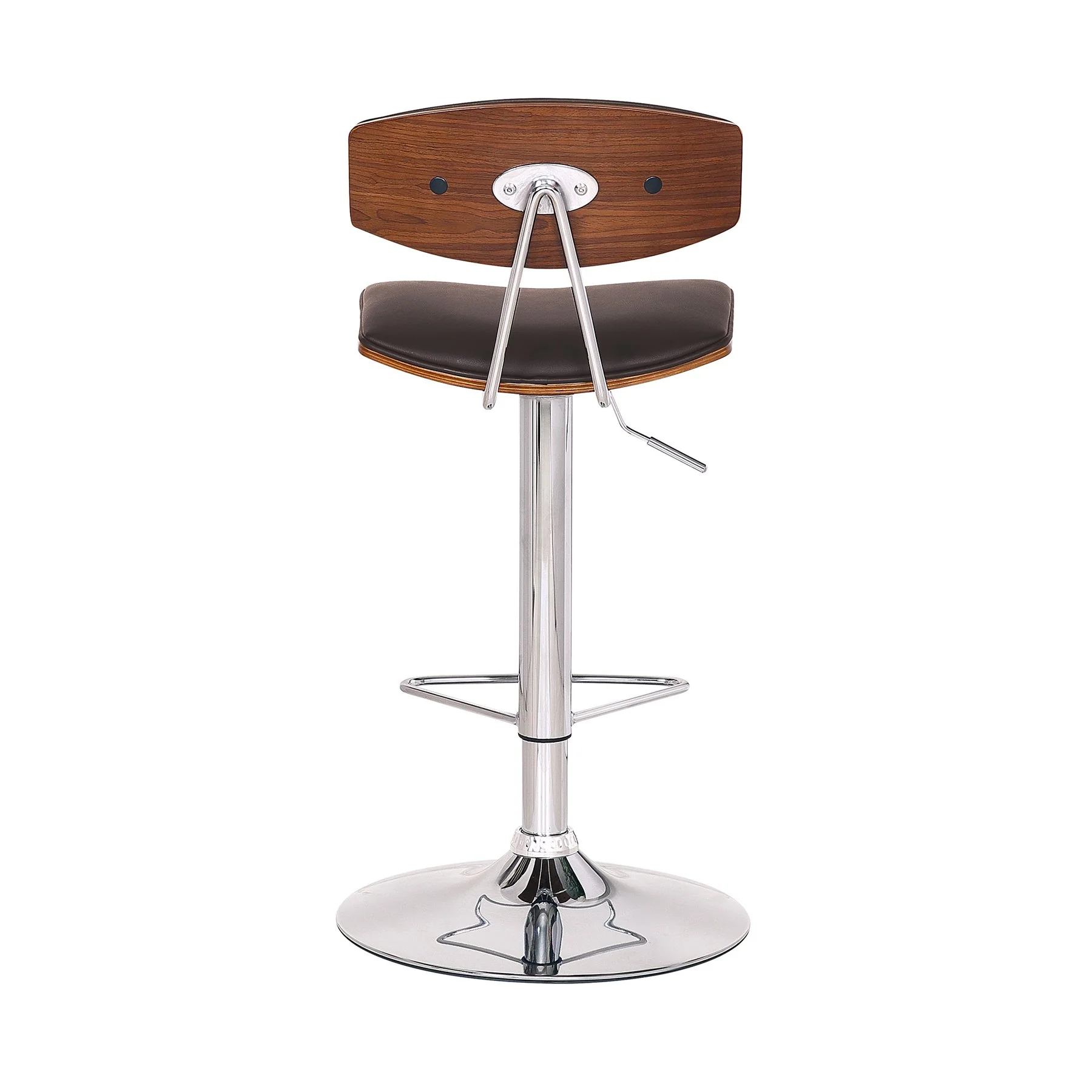 Erik Adjustable Brown Faux Leather Swivel Barstool with Chrome Base - Image 3