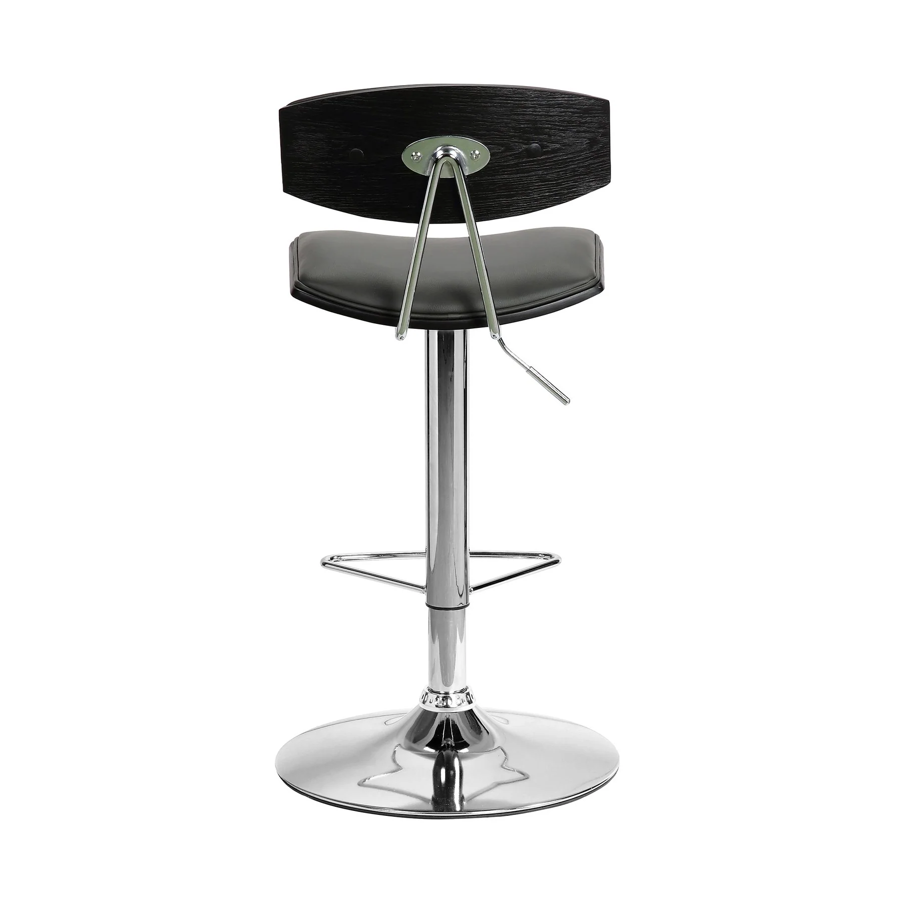 Erik Adjustable Gray Faux Leather Swivel Barstool with Chrome Base - Image 5
