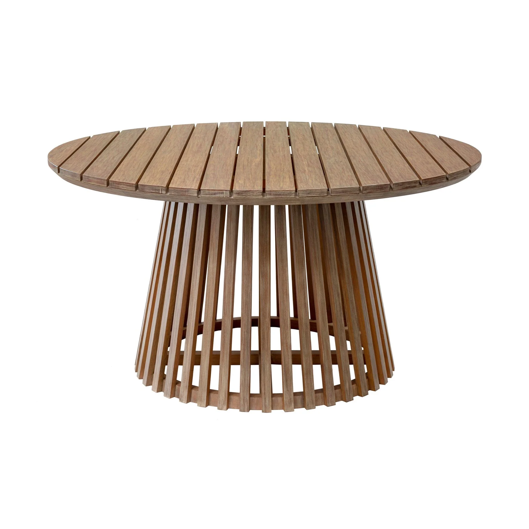 Escondido Tutti Frutti Outdoor Patio 5 Piece Round Dining Set in Eucalyptus Wood with Truffle Rope and Gray Cushions - Image 5