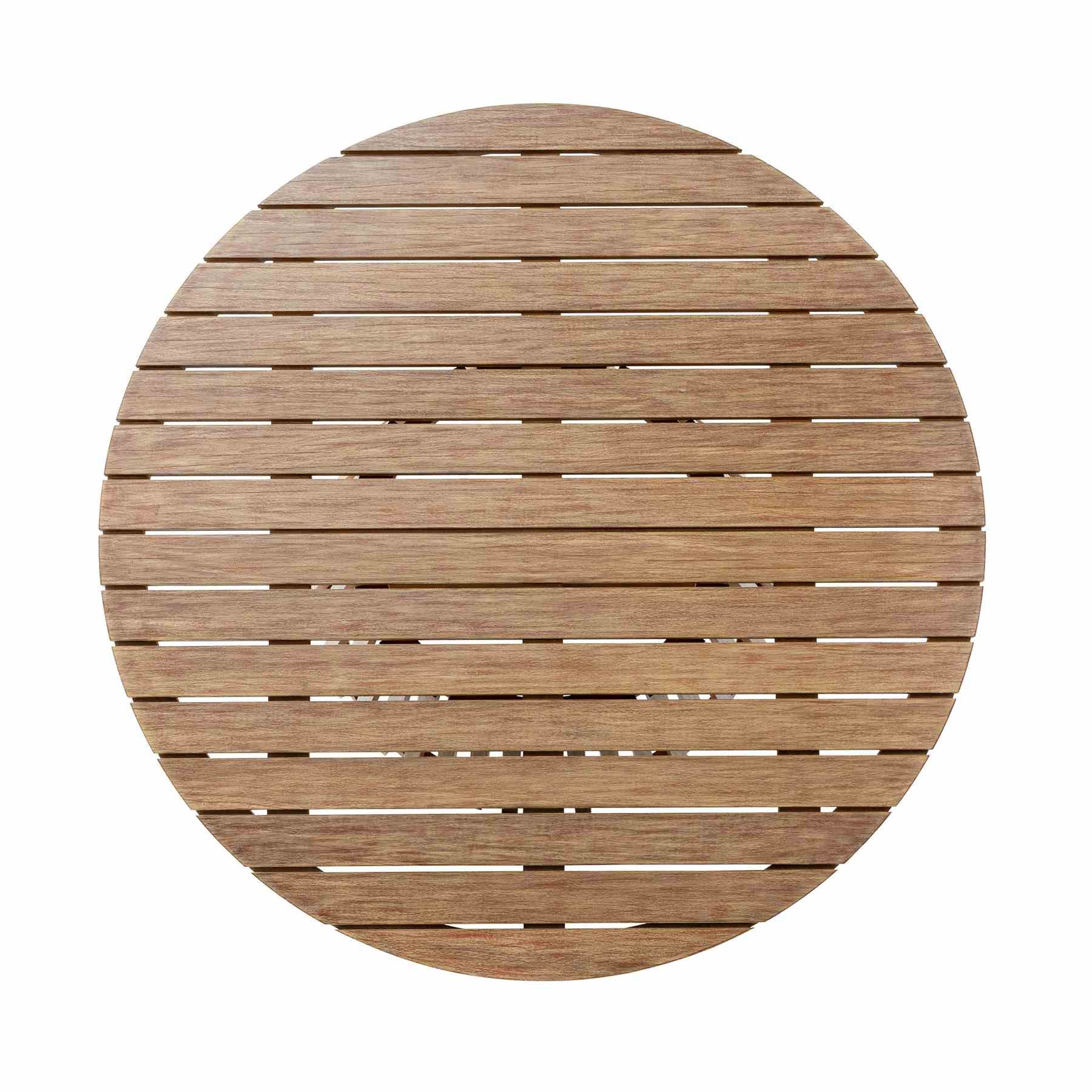 Escondido Tutti Frutti Outdoor Patio 5 Piece Round Dining Set in Eucalyptus Wood with Truffle Rope and Gray Cushions - Image 8