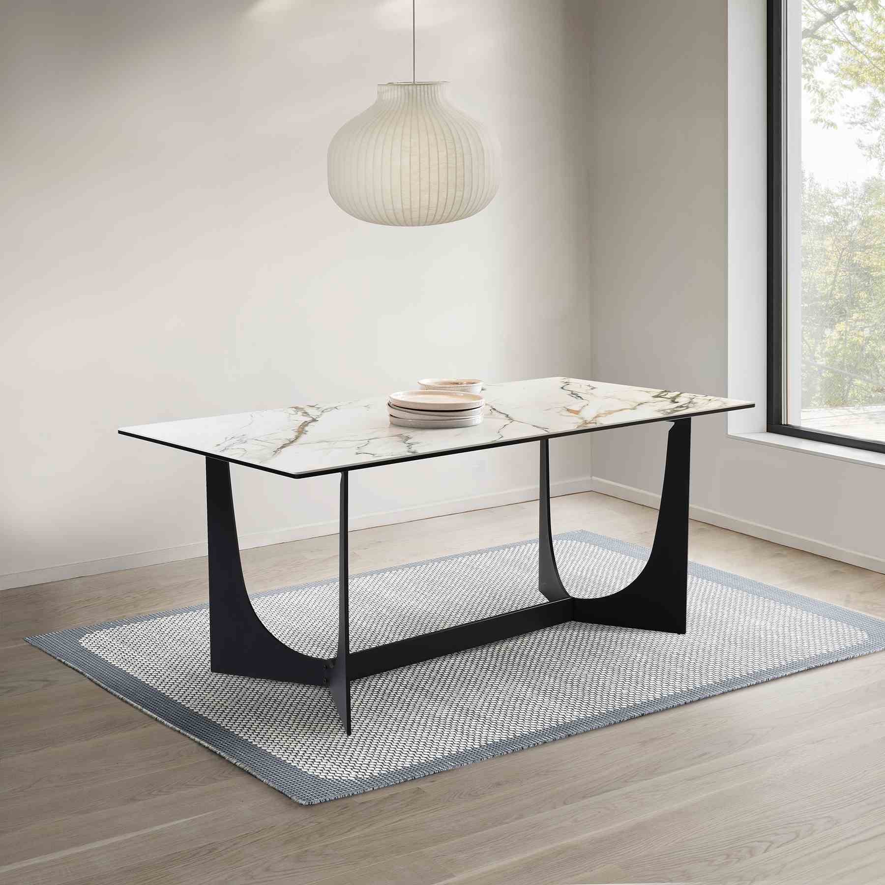 Esme Dining Table in Stone and Metal - Image 8