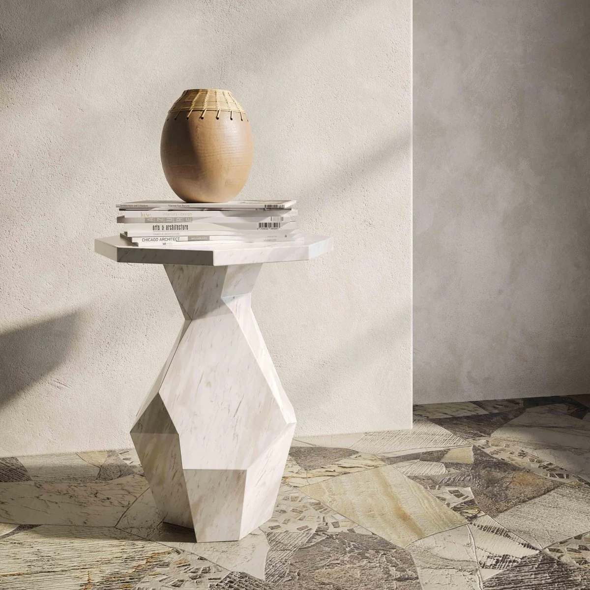 Esme Faux Marble Indoor/Outdoor Round Side Table - Image 2