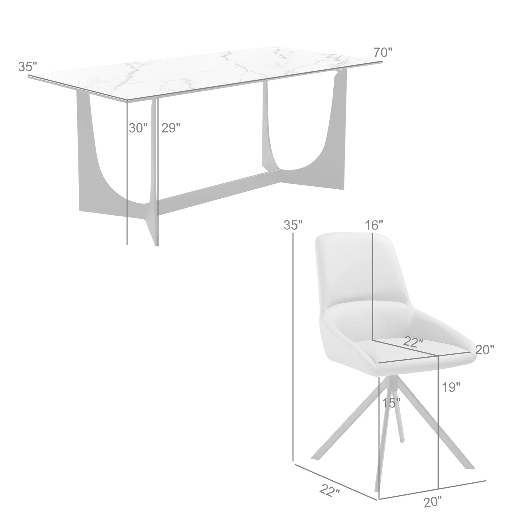 Esme Maverick 5 Piece Dining Set with Taupe Gray Faux Leather Chairs - Image 9