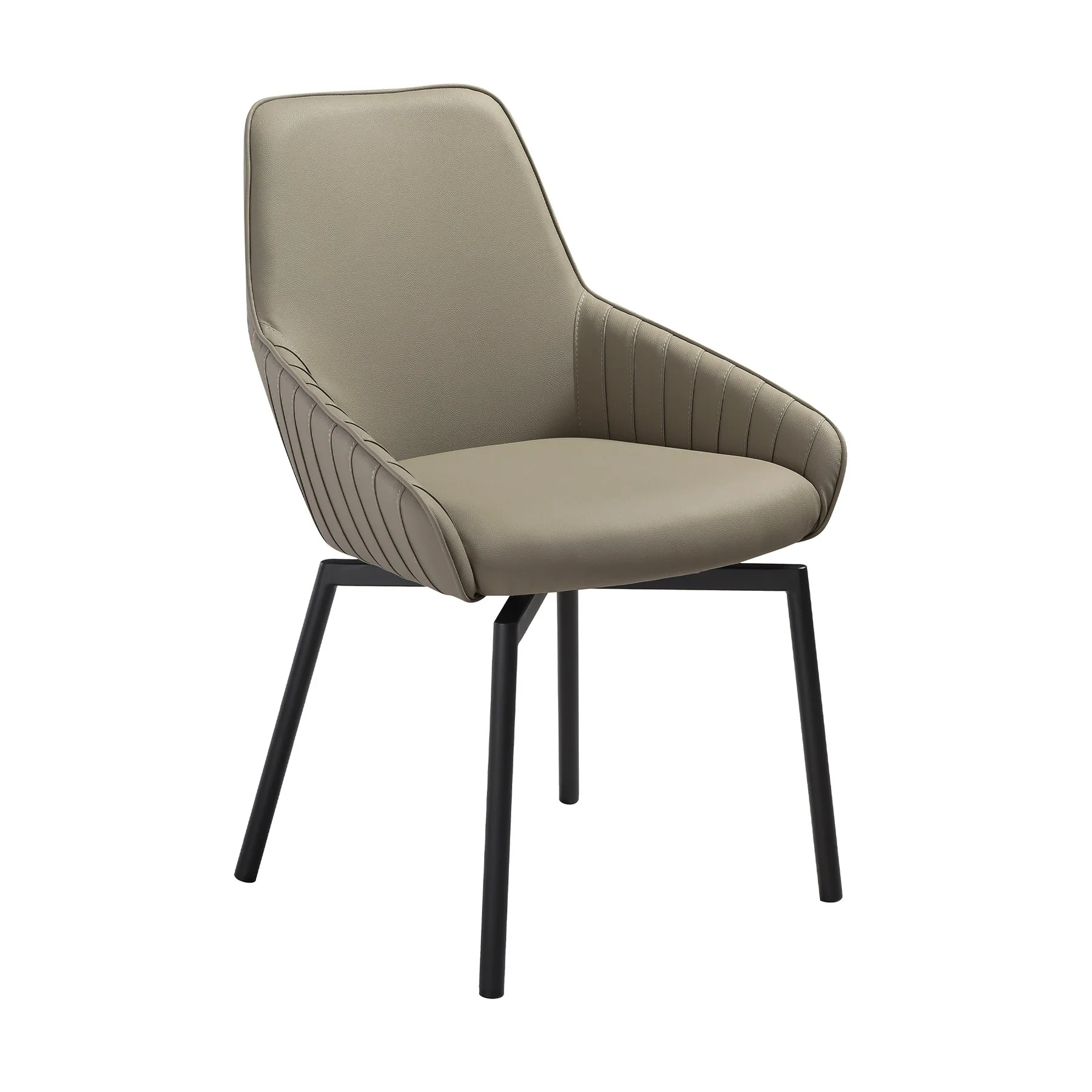 Esme Shilo 7 Piece Dining Set Taupe with Gray Faux Leather Chairs - Image 2