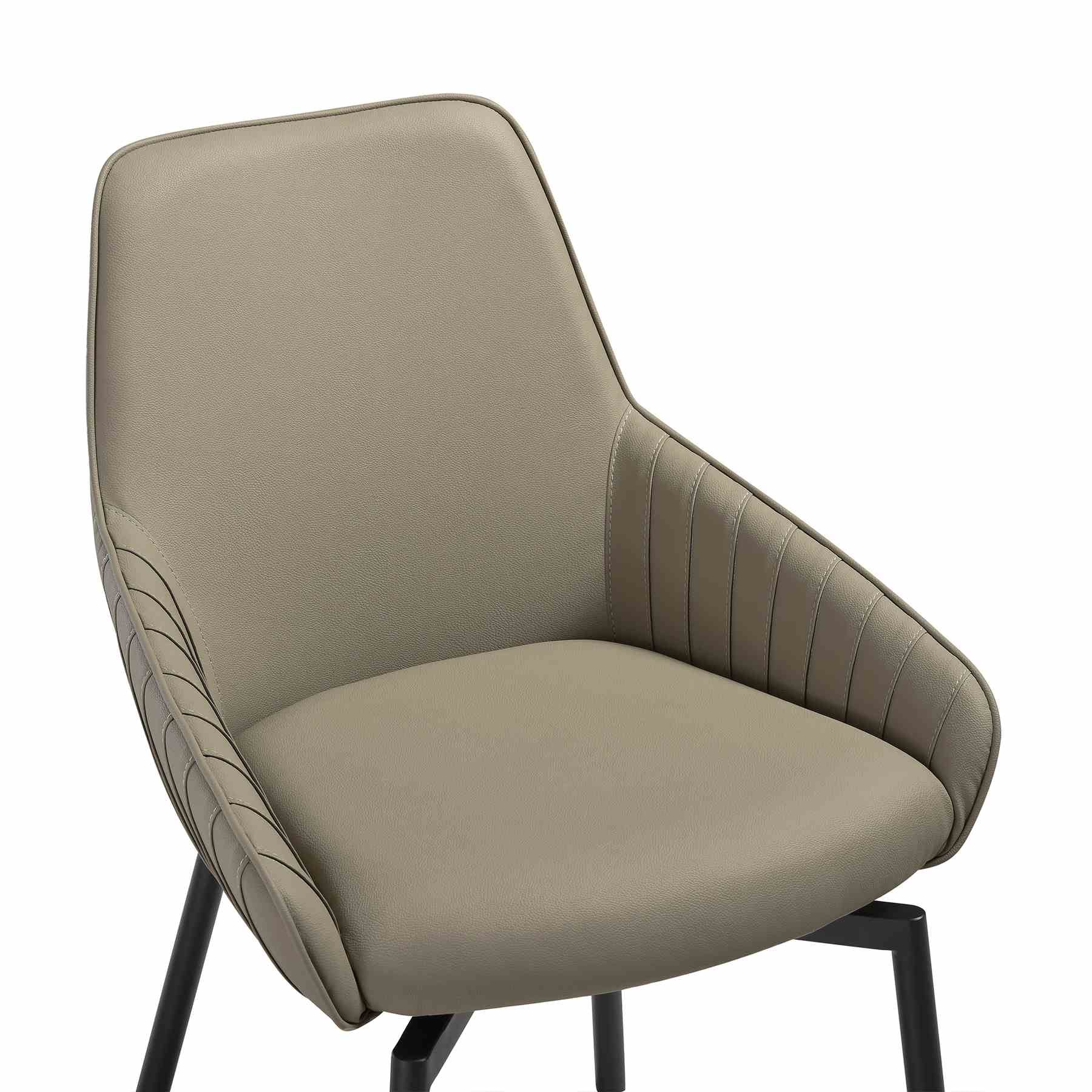 Esme Shilo 7 Piece Dining Set Taupe with Gray Faux Leather Chairs - Image 7