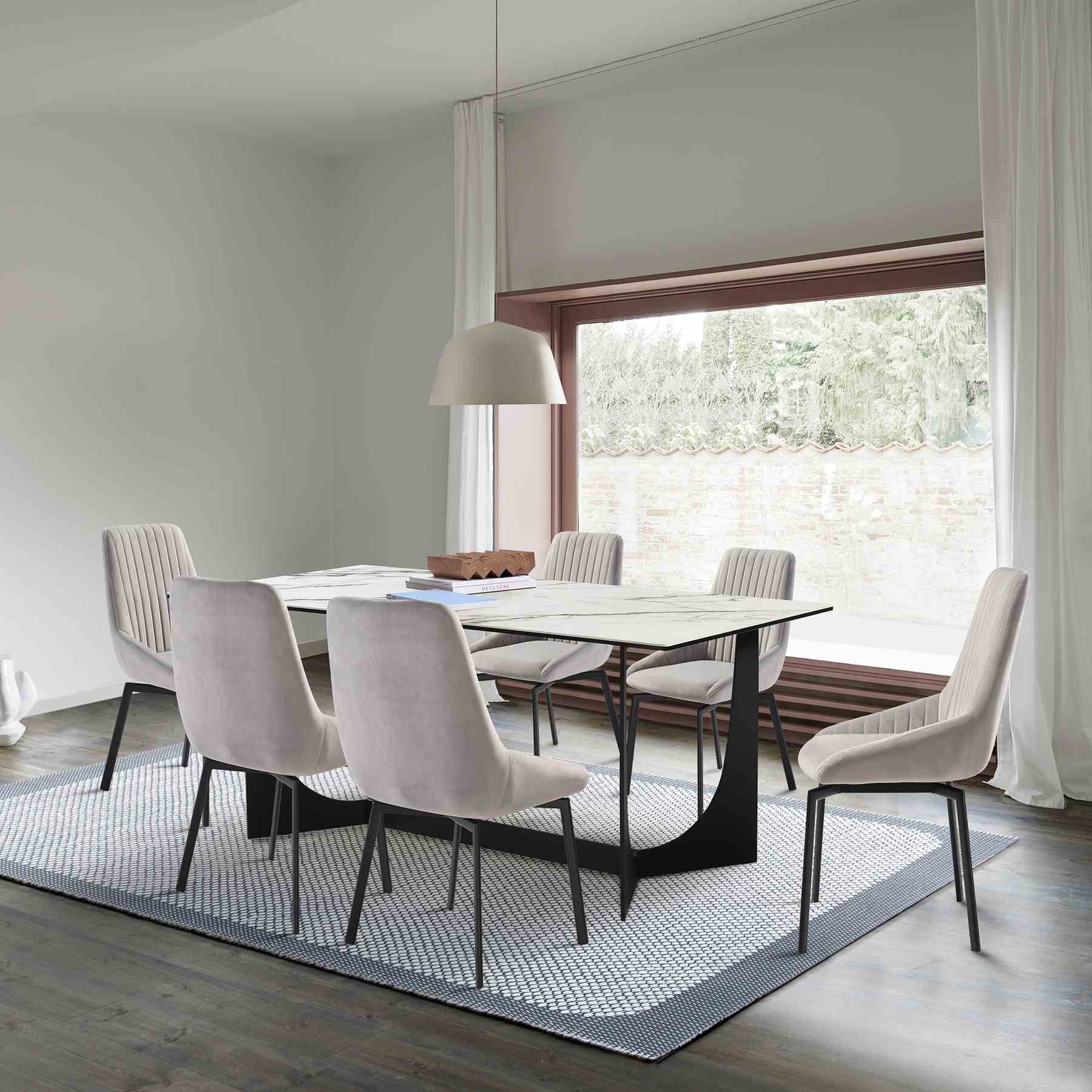 Esme Susie 7 Piece Dining Set with Gray Fabric Chairs - Image 11