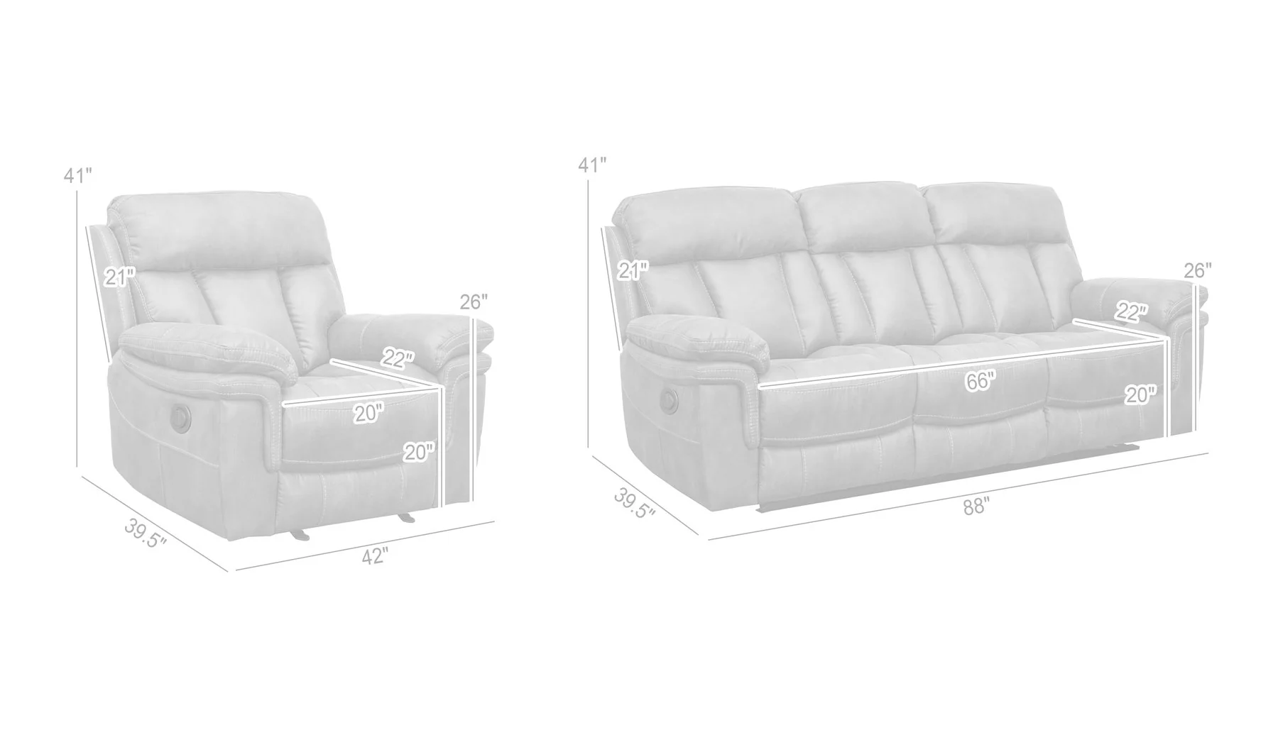 Estelle Power Reclining 2 Piece Sofa and Recliner Set in Gunmetal Fabric - Image 11
