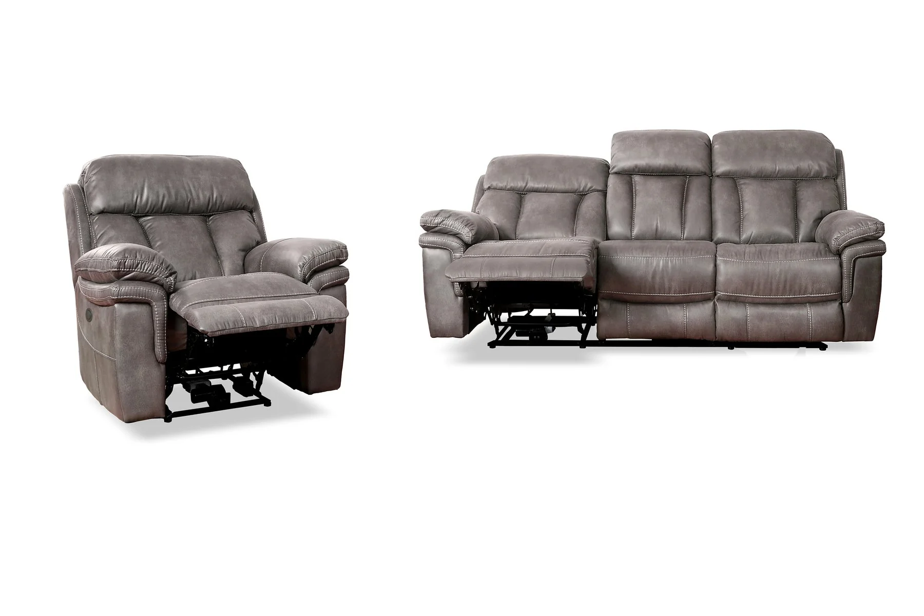 Estelle Power Reclining 2 Piece Sofa and Recliner Set in Gunmetal Fabric - Image 3