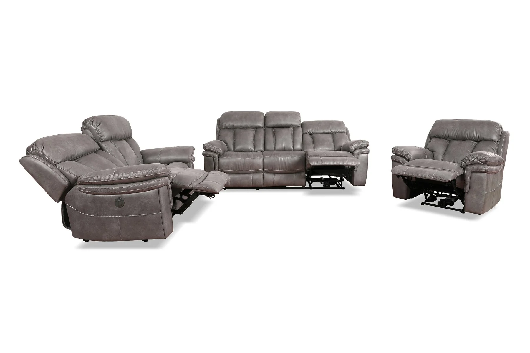 Estelle Power Reclining 3 Piece Living room Set in Gunmetal Fabric - Image 3