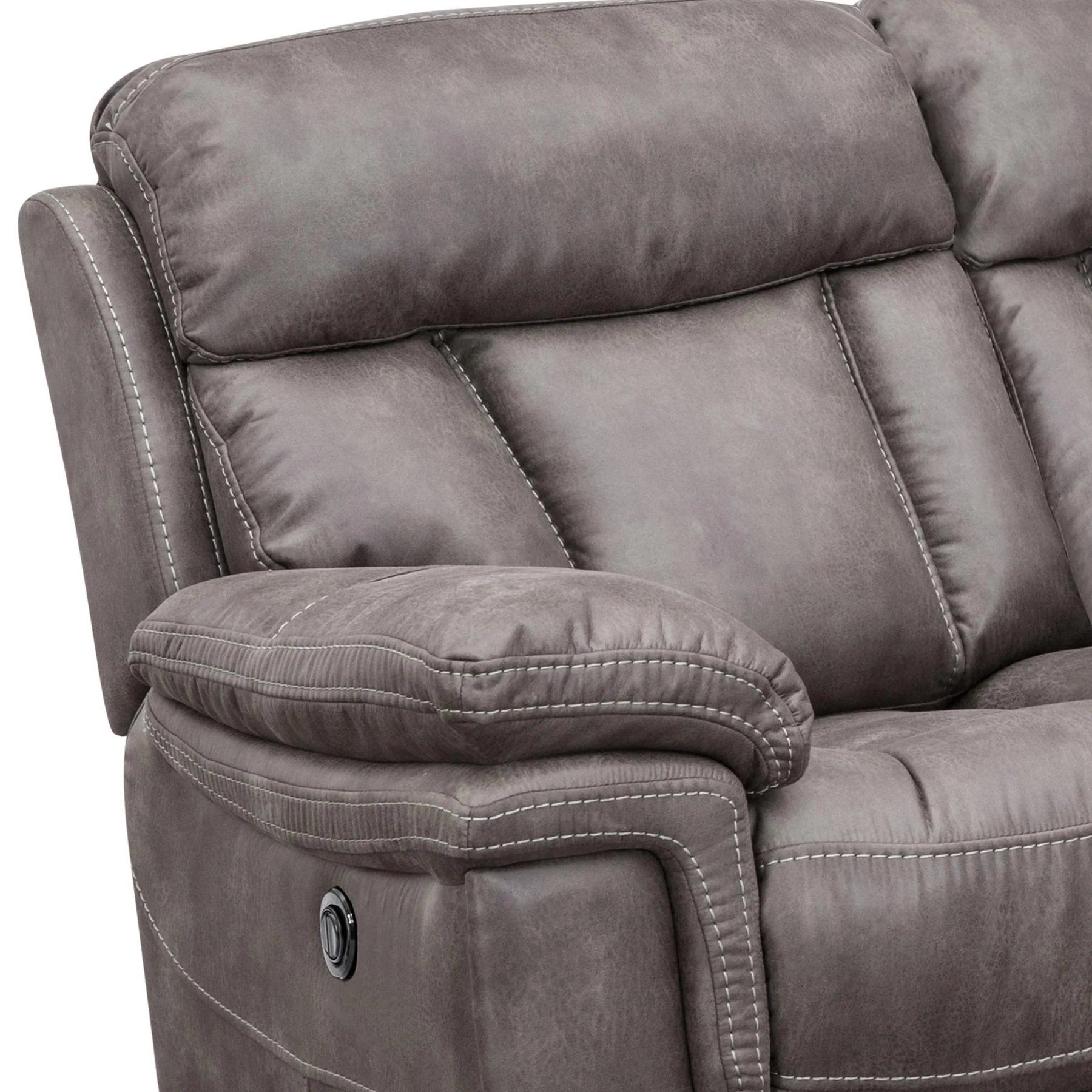 Estelle Power Reclining 3 Piece Living room Set in Gunmetal Fabric - Image 8