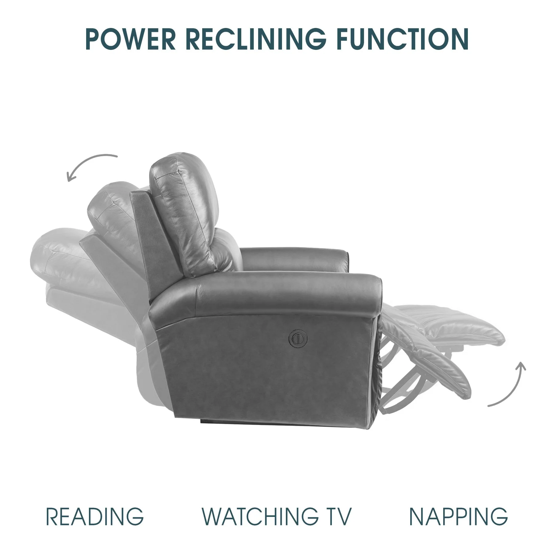 Estelle Power Reclining Sofa in Gunmetal Fabric - Image 8