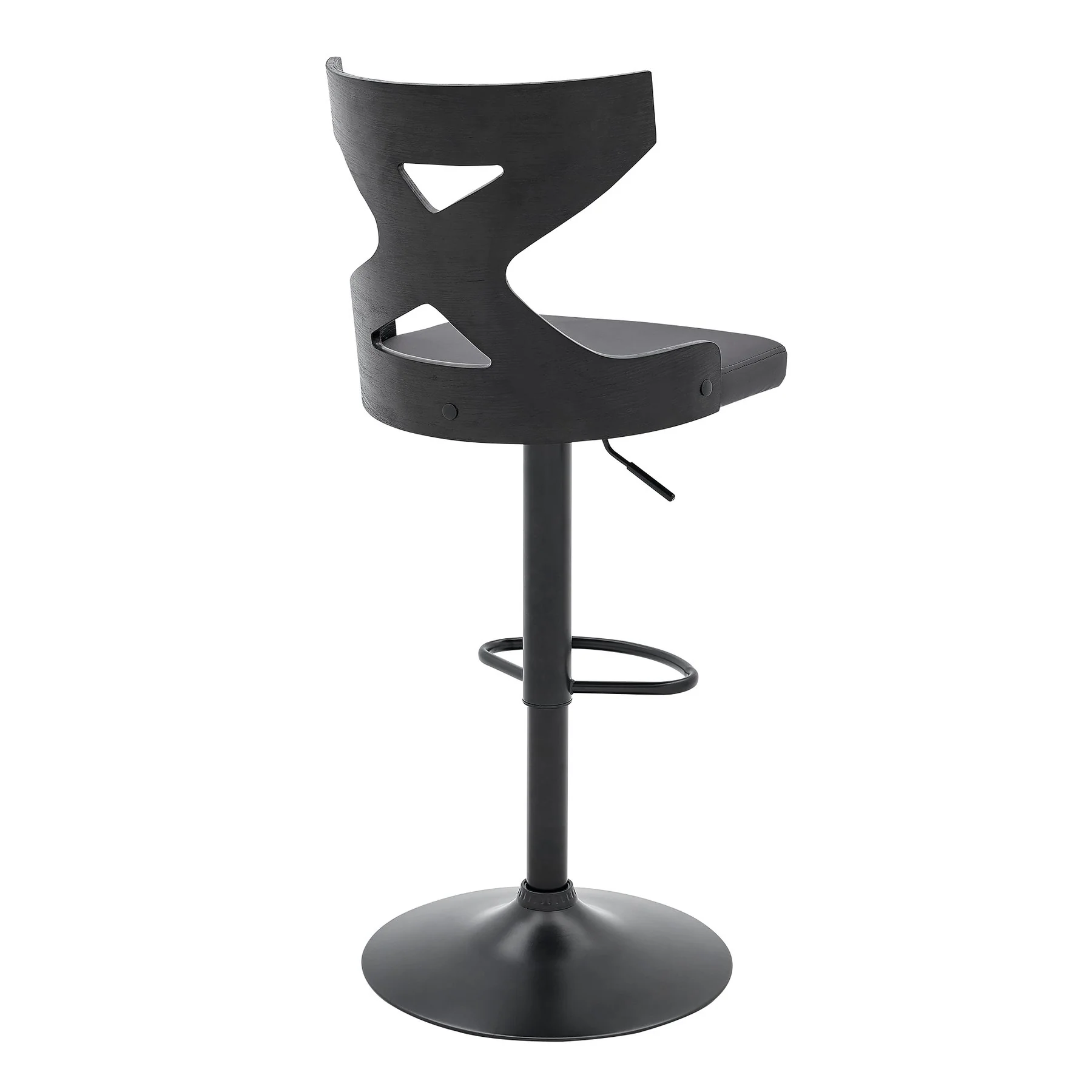 Etienne Adjustable Swivel Gray Faux Leather and Black Metal Bar Stool - Image 4