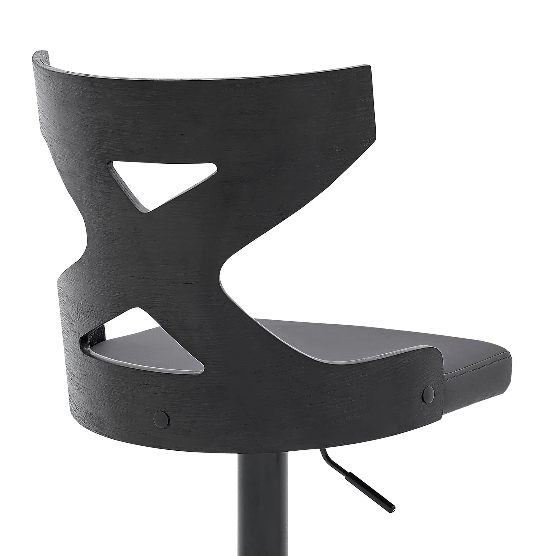 Etienne Adjustable Swivel Gray Faux Leather and Black Metal Bar Stool - Image 6