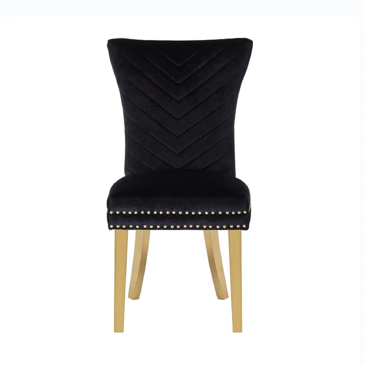 Eva Gold  Legs Chair Finish with Velvet Fabric in Black - Image 3