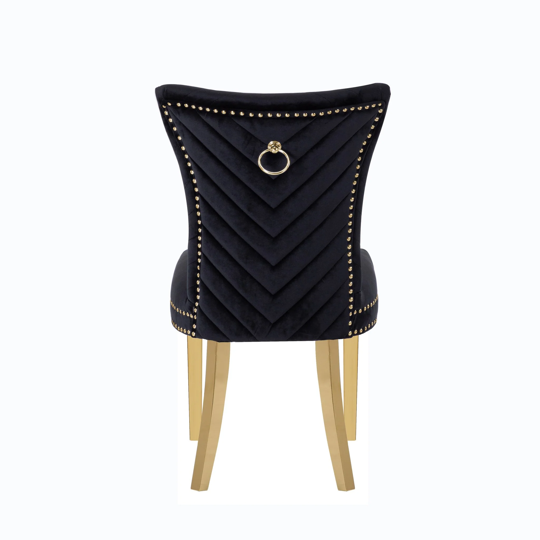 Eva Gold  Legs Chair Finish with Velvet Fabric in Black - Image 5