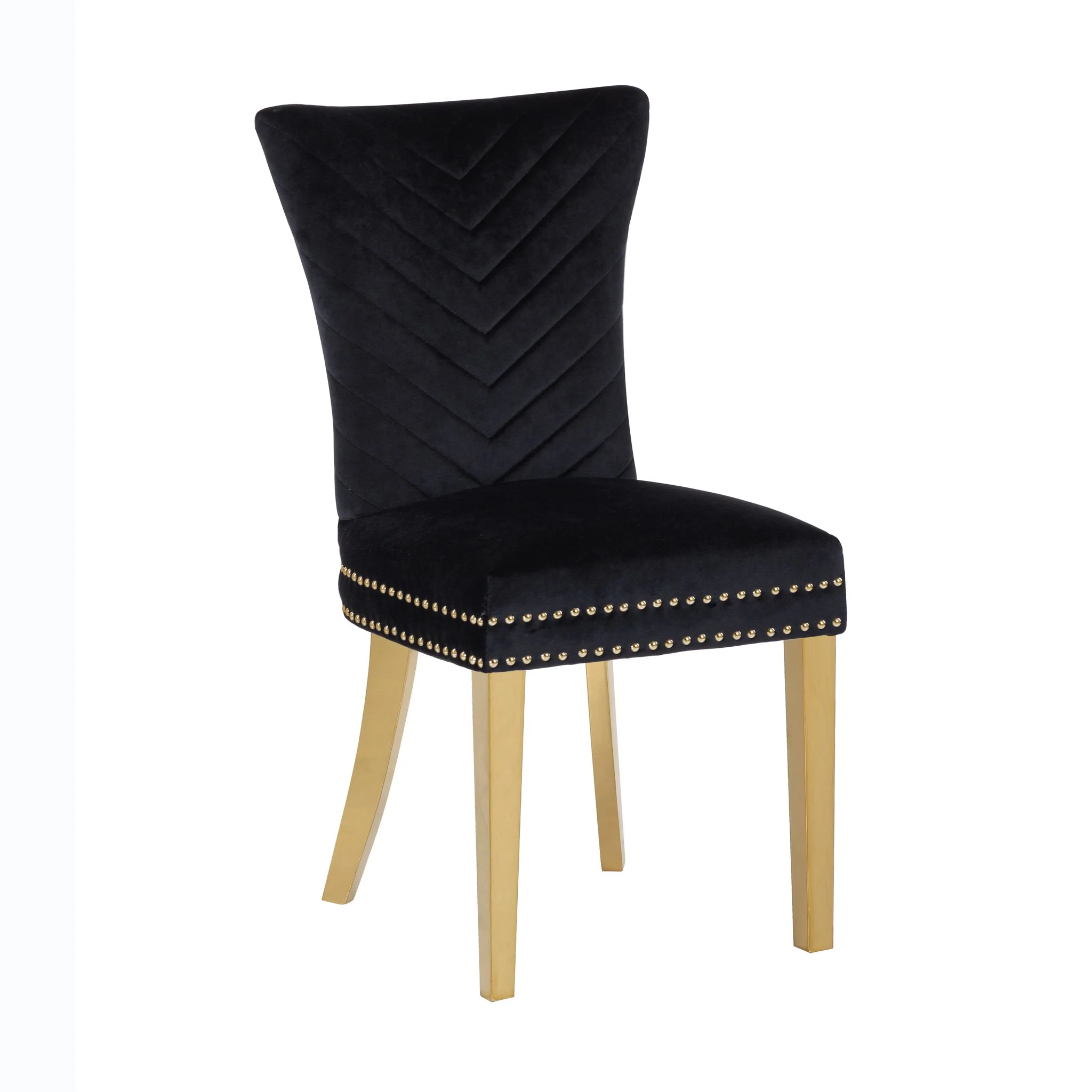Eva Gold  Legs Chair Finish with Velvet Fabric in Black - Image 6