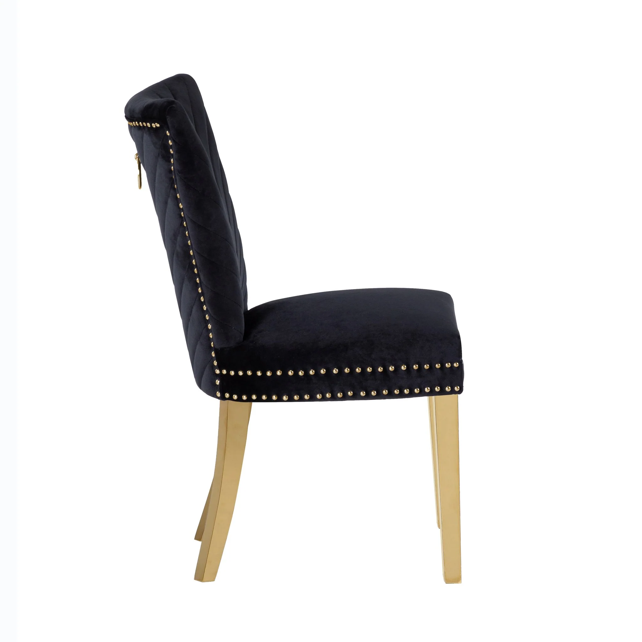 Eva Gold  Legs Chair Finish with Velvet Fabric in Black - Image 7
