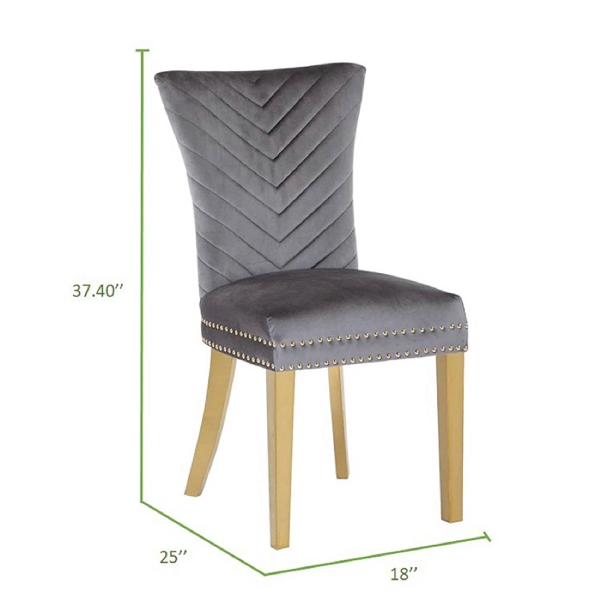 Eva Gold  Legs Chair Finish with Velvet Fabric in Drak Gray - Image 2