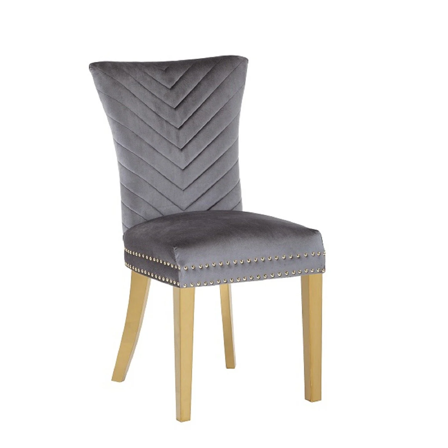 Eva Gold  Legs Chair Finish with Velvet Fabric in Drak Gray - Image 3