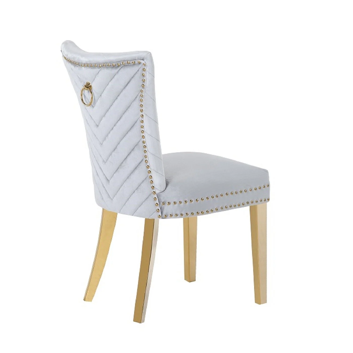 Eva Gold  Legs Chair Finish with Velvet Fabric in Light Gray - Image 4