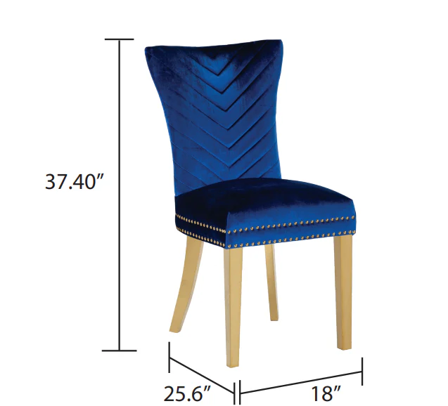 Eva Gold  Legs Chair Finish with Velvet Fabric in Navy - Image 2