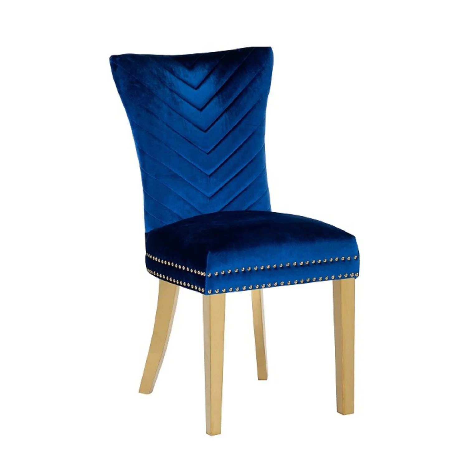 Eva Gold  Legs Chair Finish with Velvet Fabric in Navy - Image 5