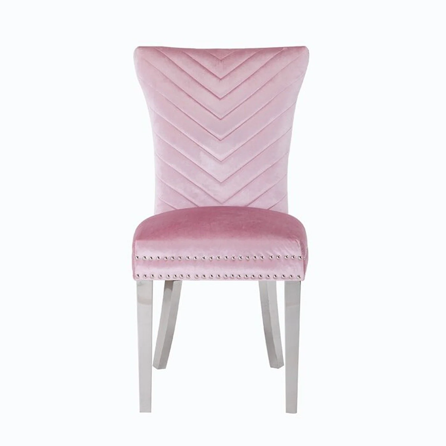 Eva Stainless Steel Legs Chair Finish with Velvet Fabric in Beige - Image 4