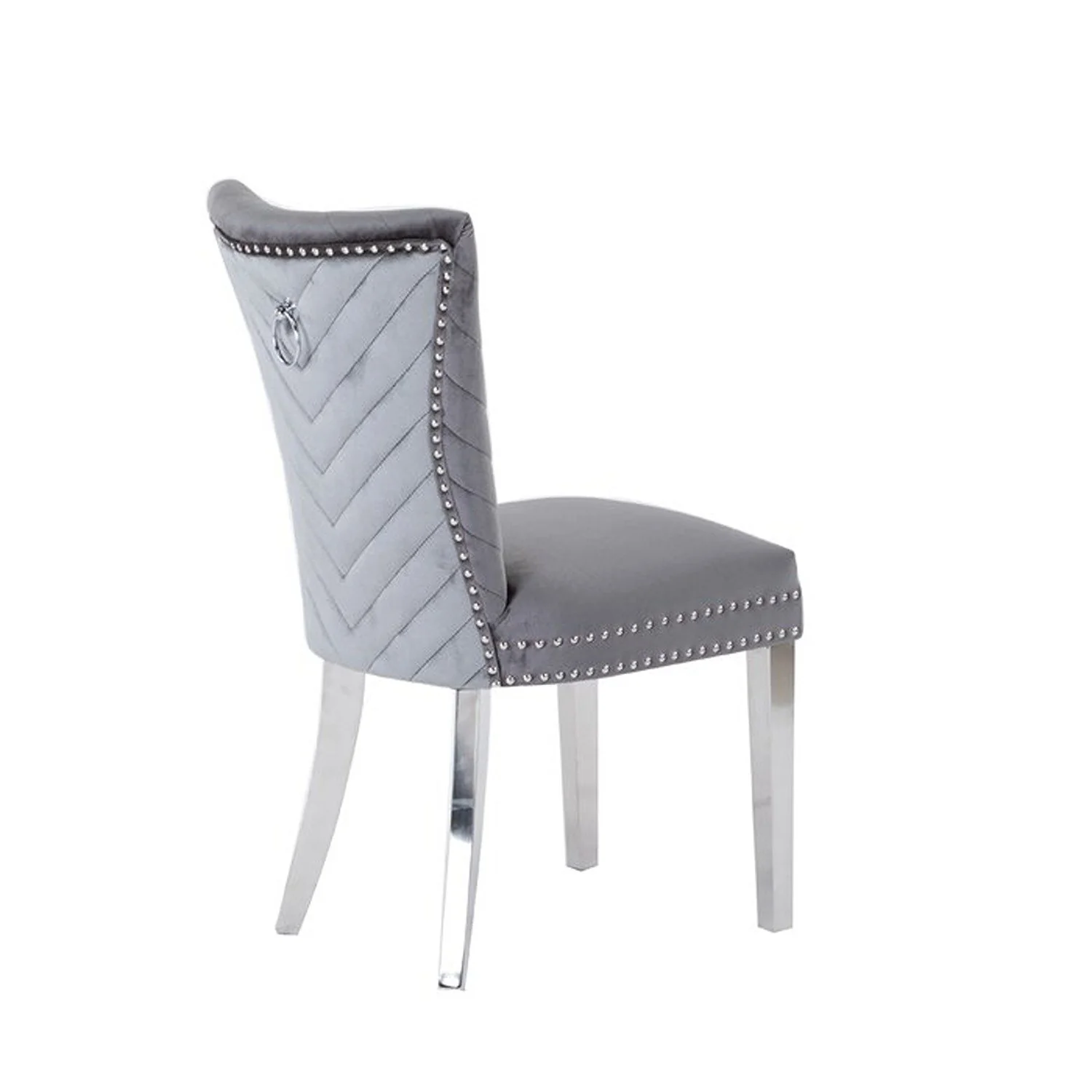 Eva Stainless Steel Legs Chair Finish with Velvet Fabric in Drak Gray - Image 5