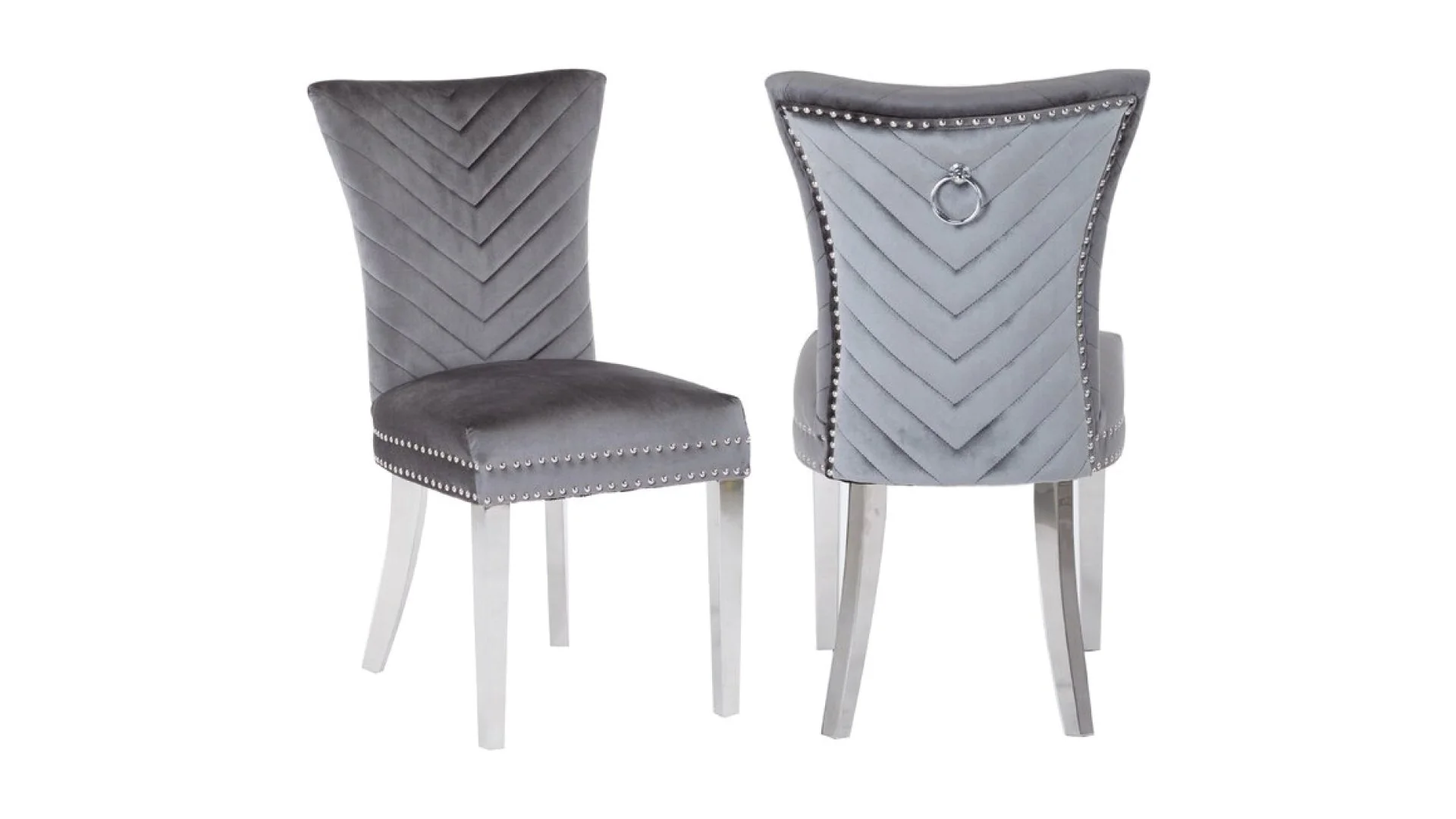 Eva Stainless Steel Legs Chair Finish with Velvet Fabric in Drak Gray - Image 9