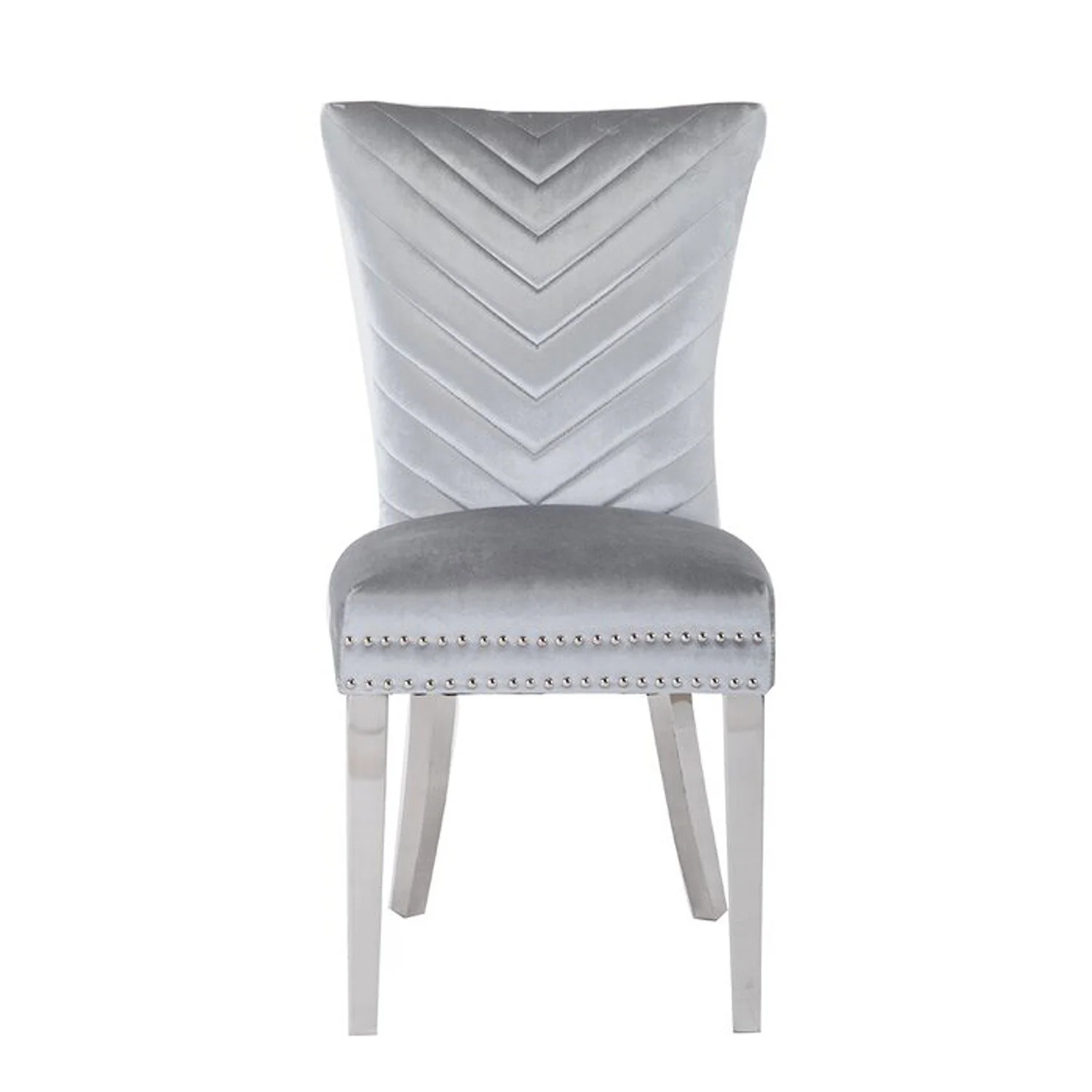 Eva Stainless Steel Legs Chair Finish with Velvet Fabric in Light gray - Image 4