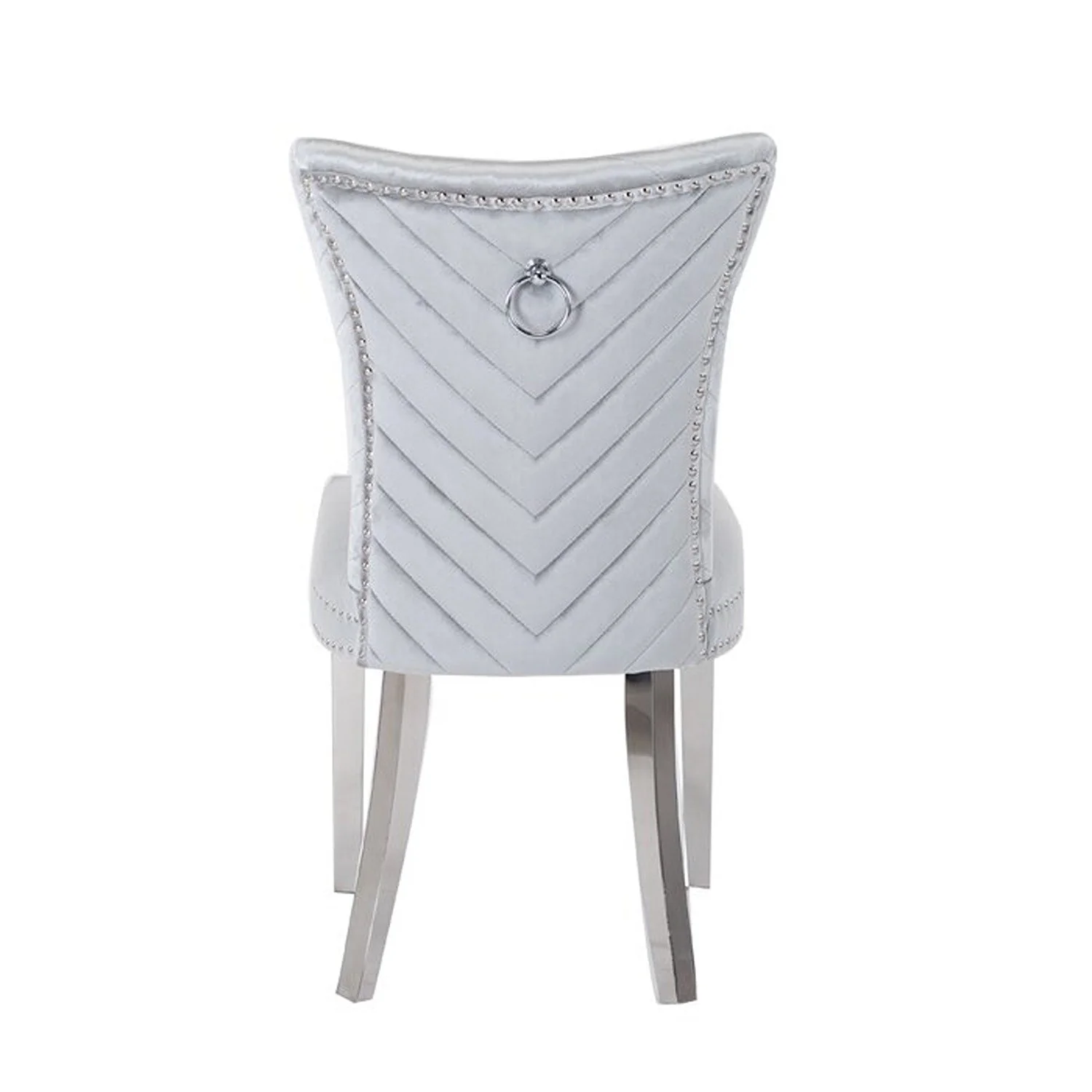 Eva Stainless Steel Legs Chair Finish with Velvet Fabric in Light gray - Image 5