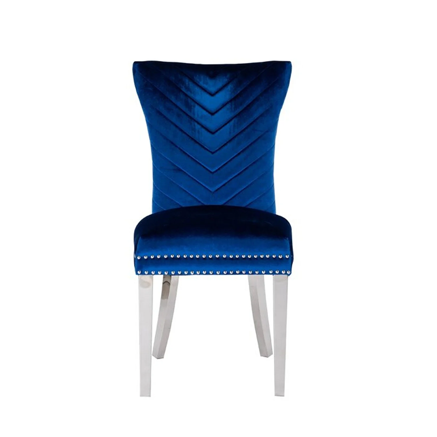 Eva Stainless Steel Legs Chair Finish with Velvet Fabric in Navy - Image 5