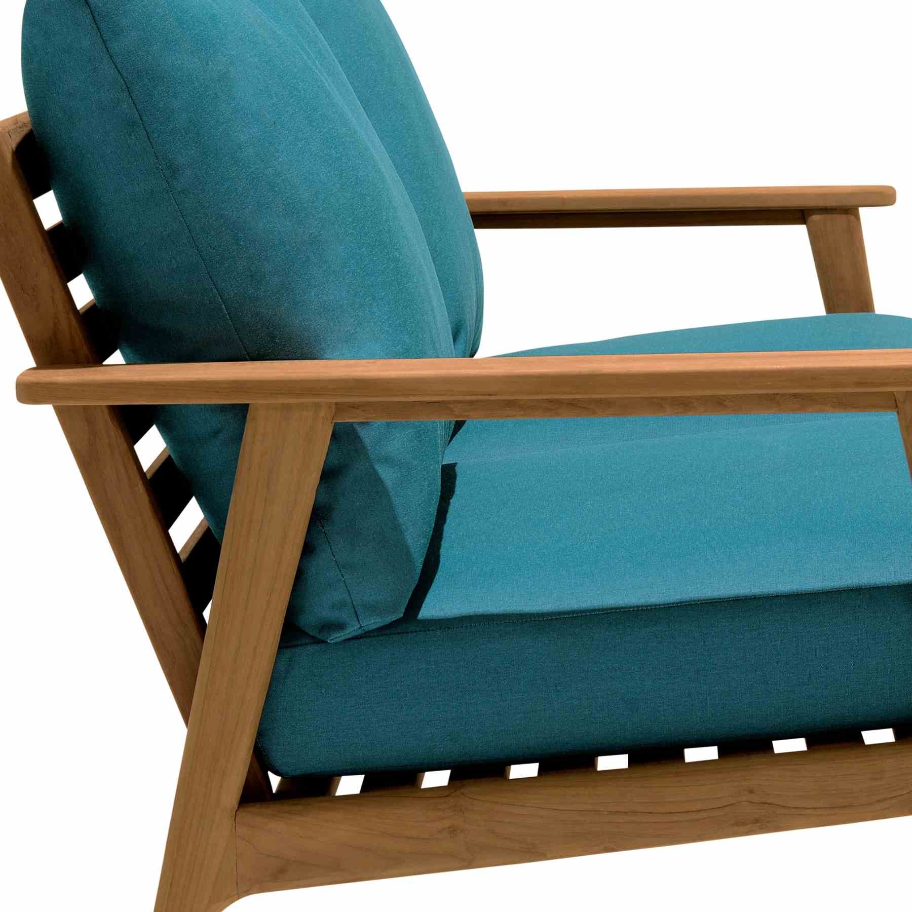 Eve Outdoor 4 Piece Teak Wood Sofa Seating Set with Teal Olefin - Image 8