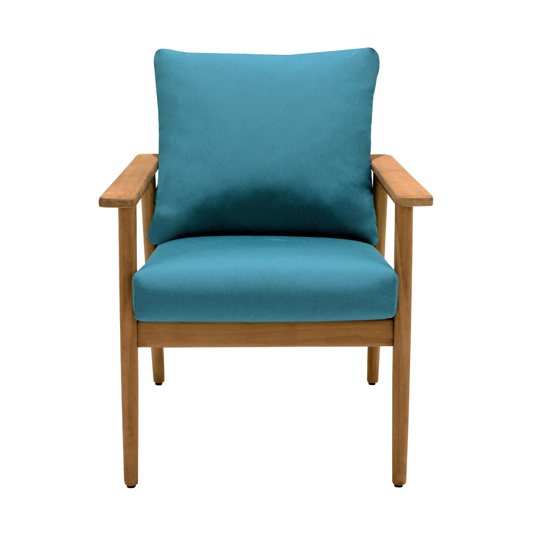 Eve Outdoor Teak Wood Lounge Chair with Teal Olefin - Image 2