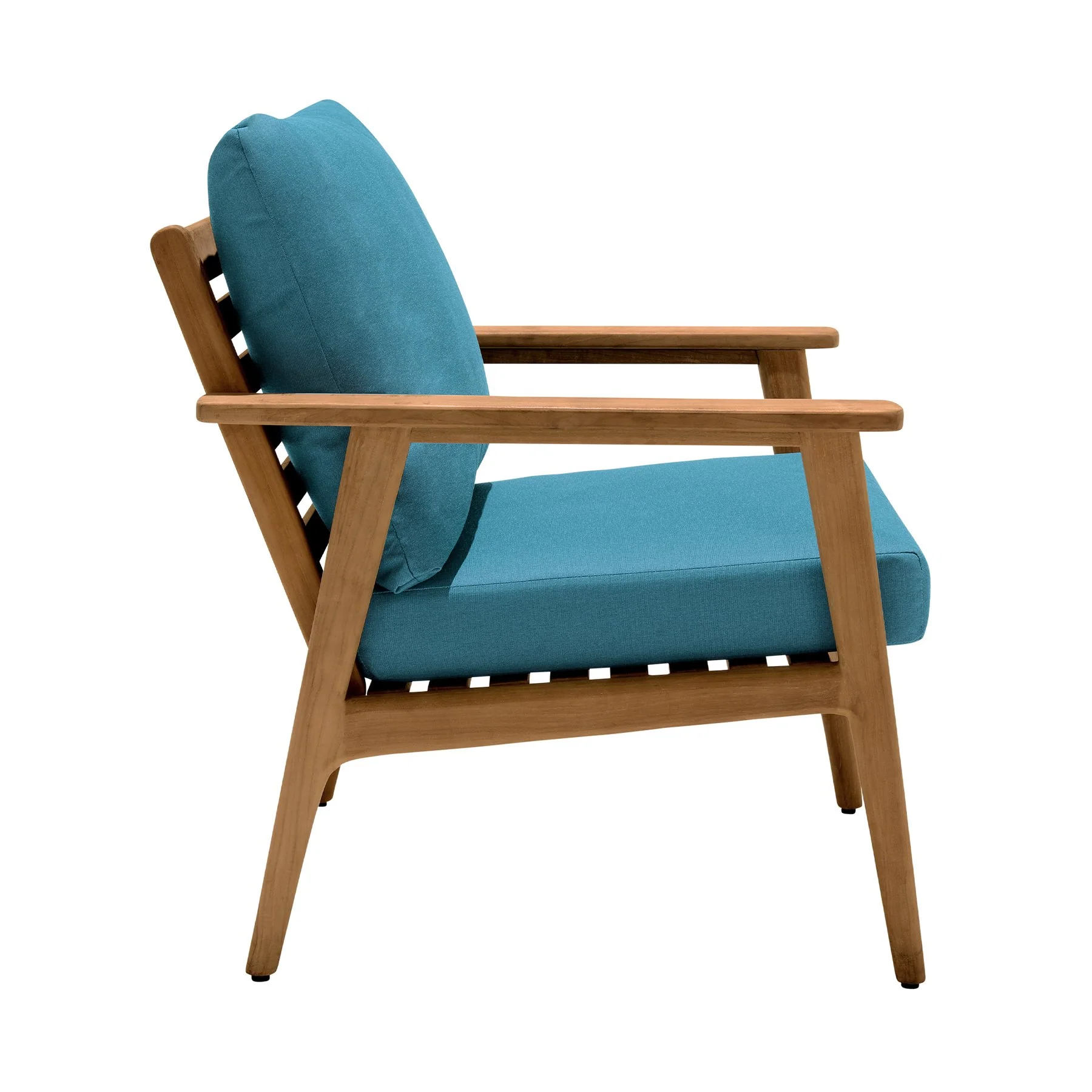 Eve Outdoor Teak Wood Lounge Chair with Teal Olefin - Image 3