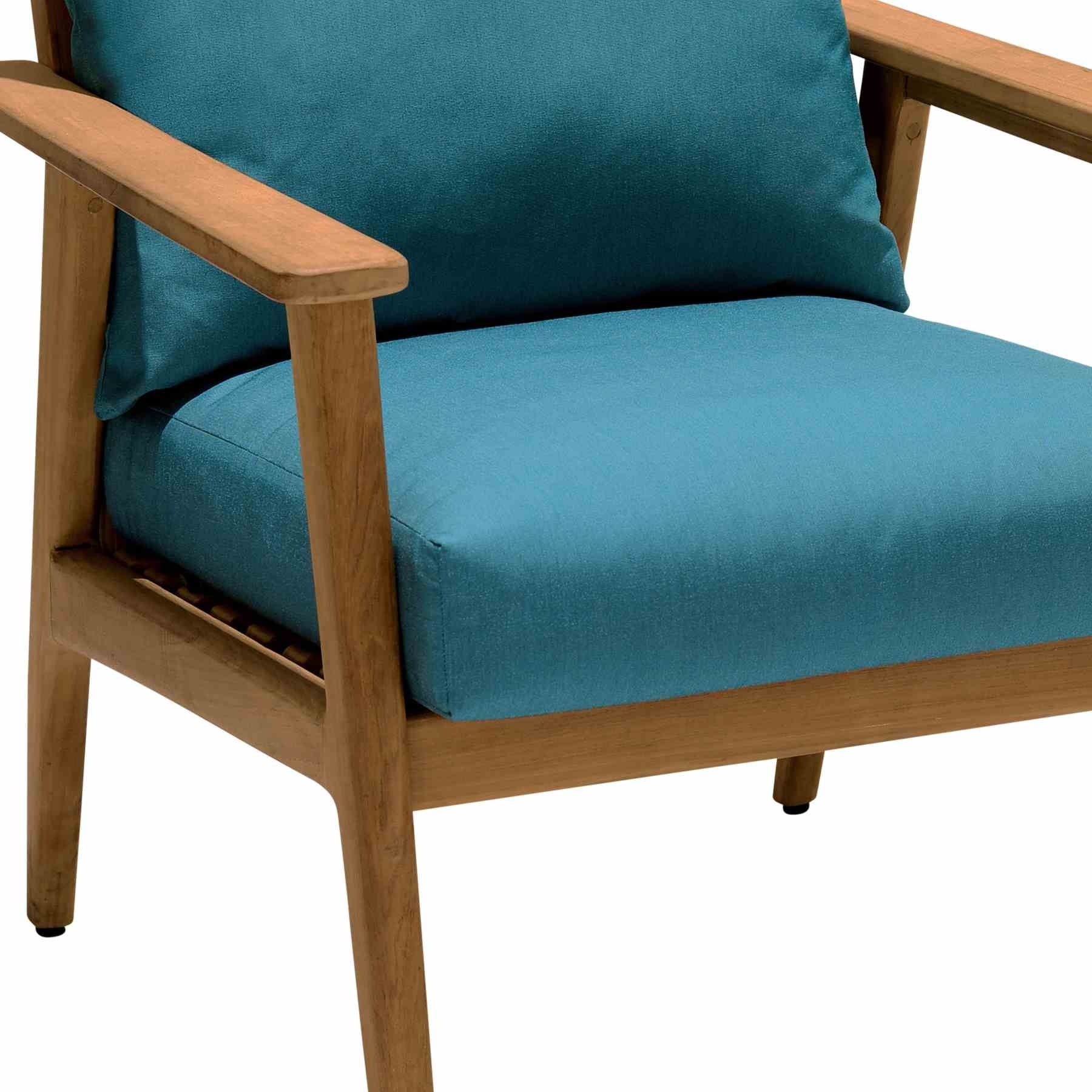 Eve Outdoor Teak Wood Lounge Chair with Teal Olefin - Image 4