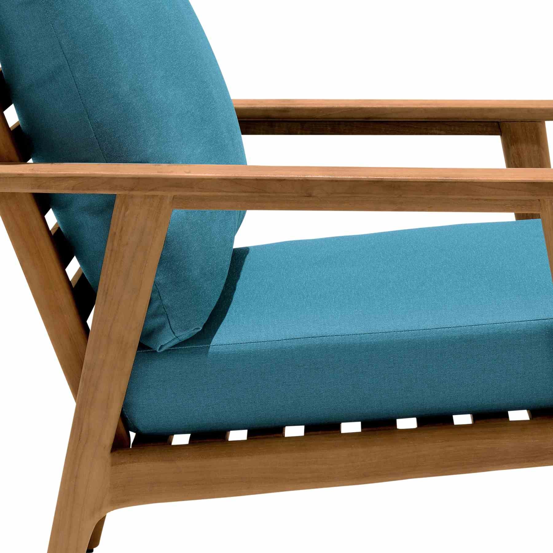 Eve Outdoor Teak Wood Lounge Chair with Teal Olefin - Image 5