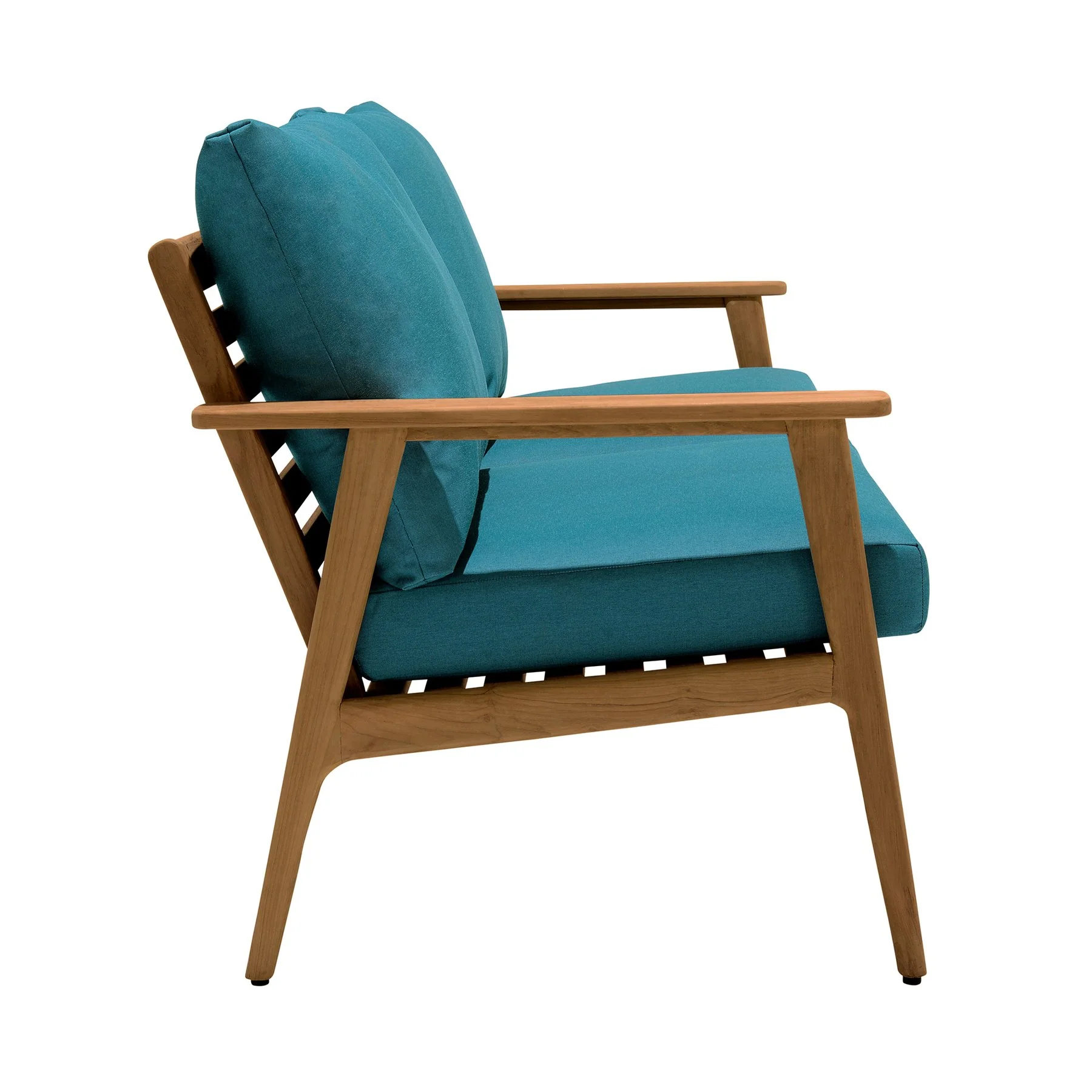 Eve Outdoor Teak Wood Sofa with Teal Olefin - Image 3
