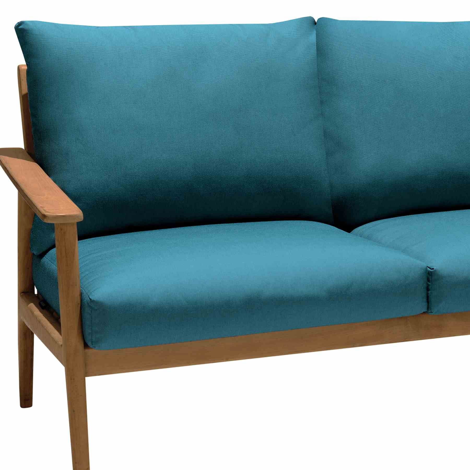 Eve Outdoor Teak Wood Sofa with Teal Olefin - Image 4