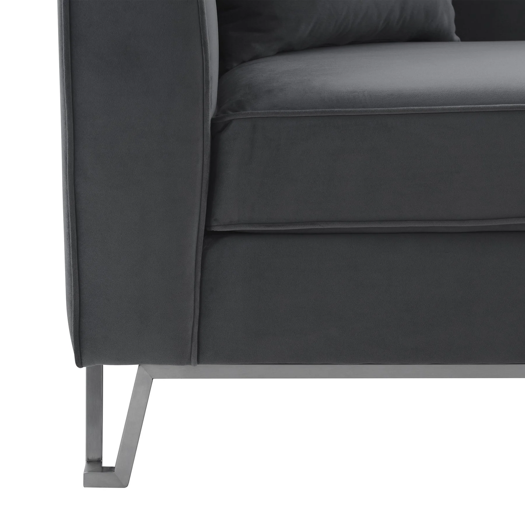 Everest 2 Piece Gray Fabric Upholstered Sofa & Chair Set - Image 7