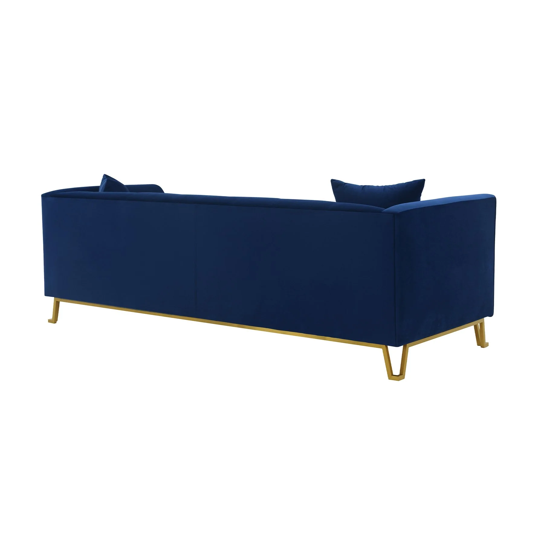 Everest 90" Blue Fabric Upholstered Sofa with Brushed Gold Legs - Image 3