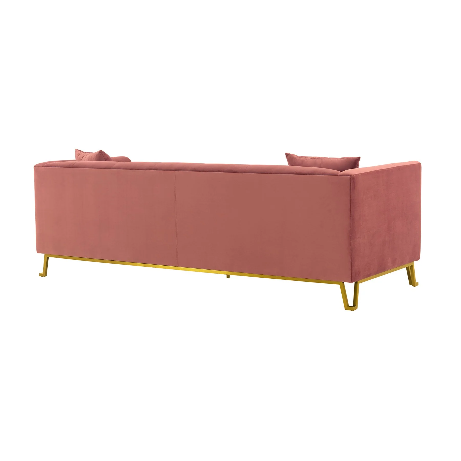 Everest 90" Blush Fabric Upholstered Sofa with Brushed Gold Legs - Image 3