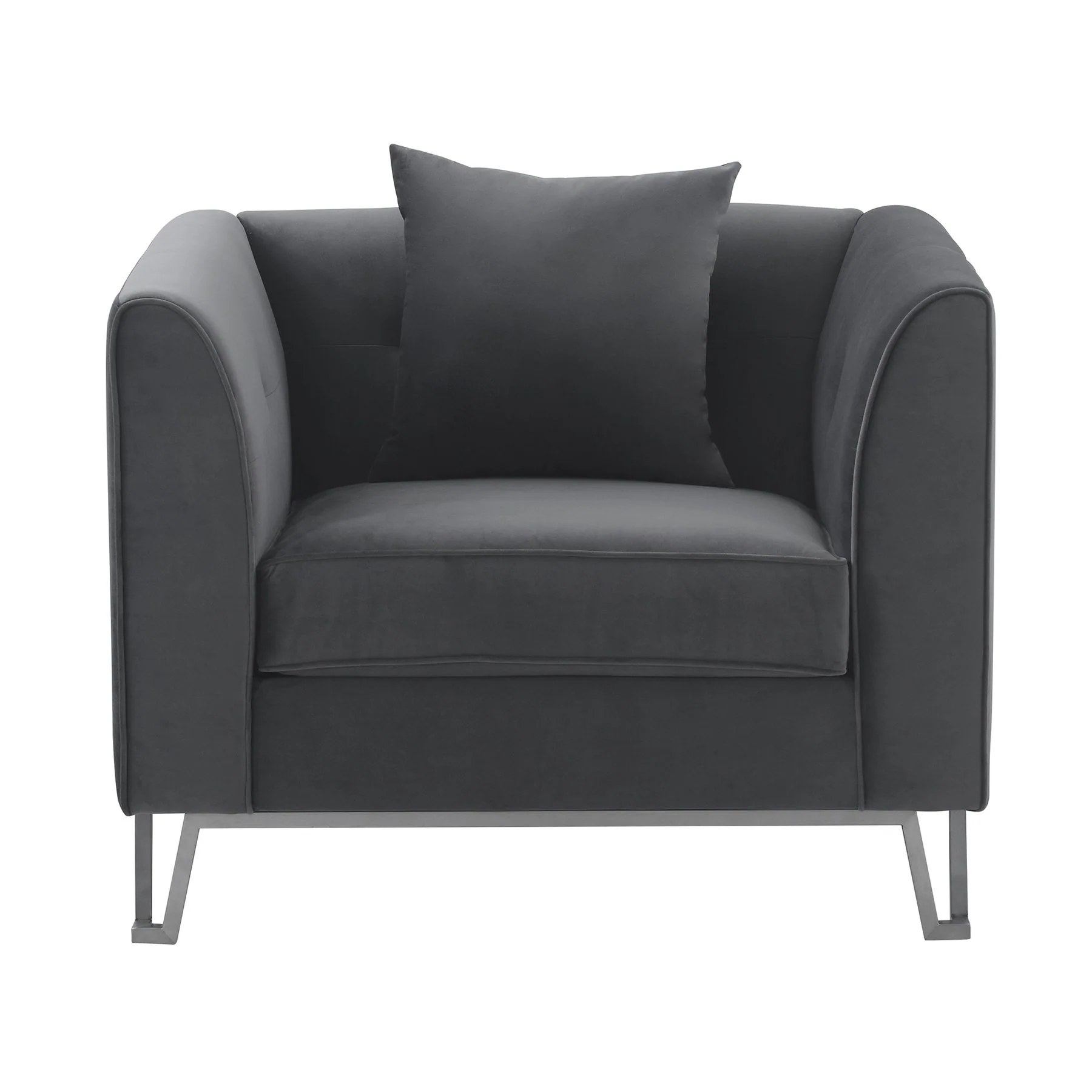 Everest Gray Fabric Upholstered Sofa Accent Chair with Brushed Stainless Steel Legs - Image 2